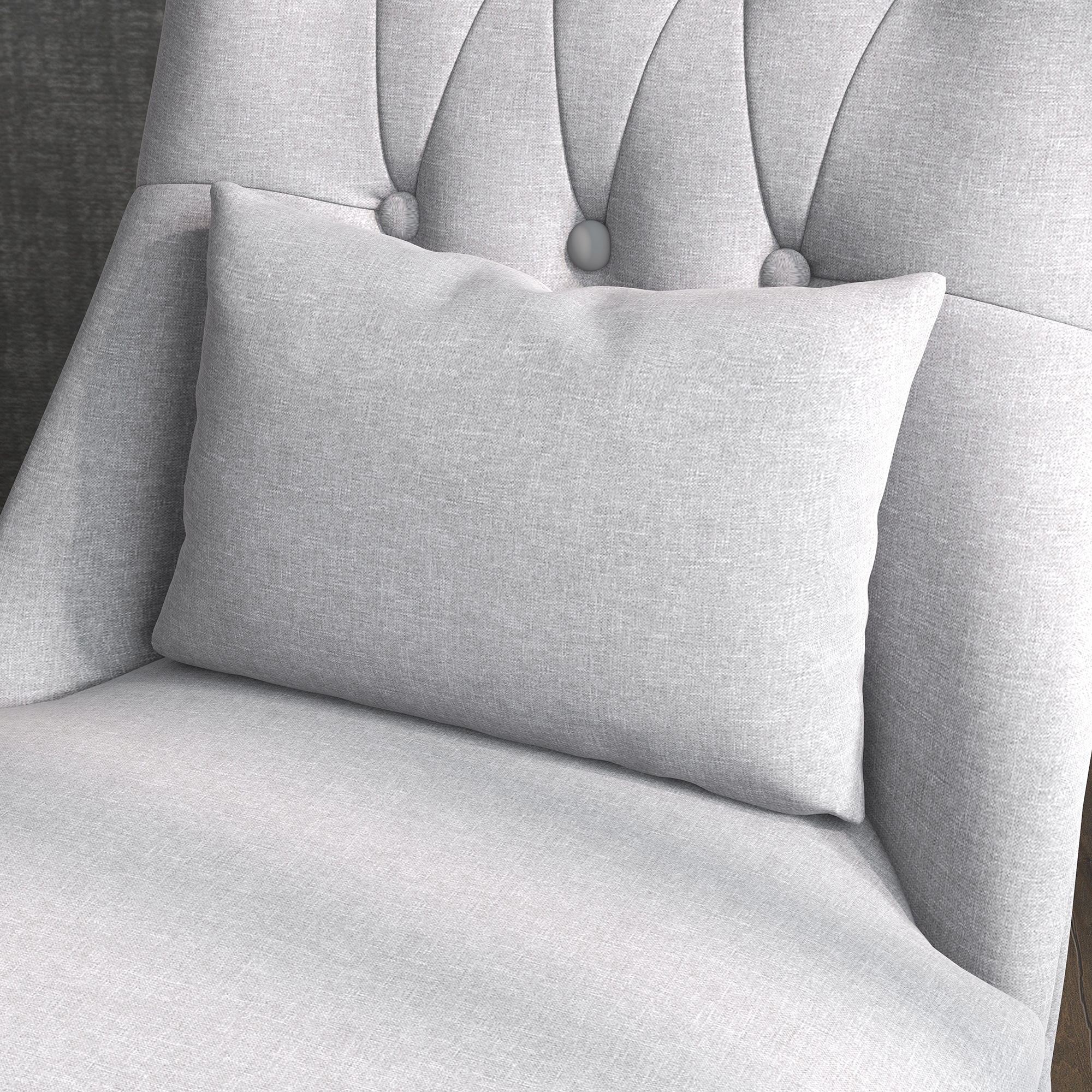 Sessel Wohnzimmer Relaxsessel Loungesessel Ruhesessel mit Rückenkissen, Holzbeine, Lesesessel mit Leinenoptik, Polstersessel für Schlafzimmer, Grau