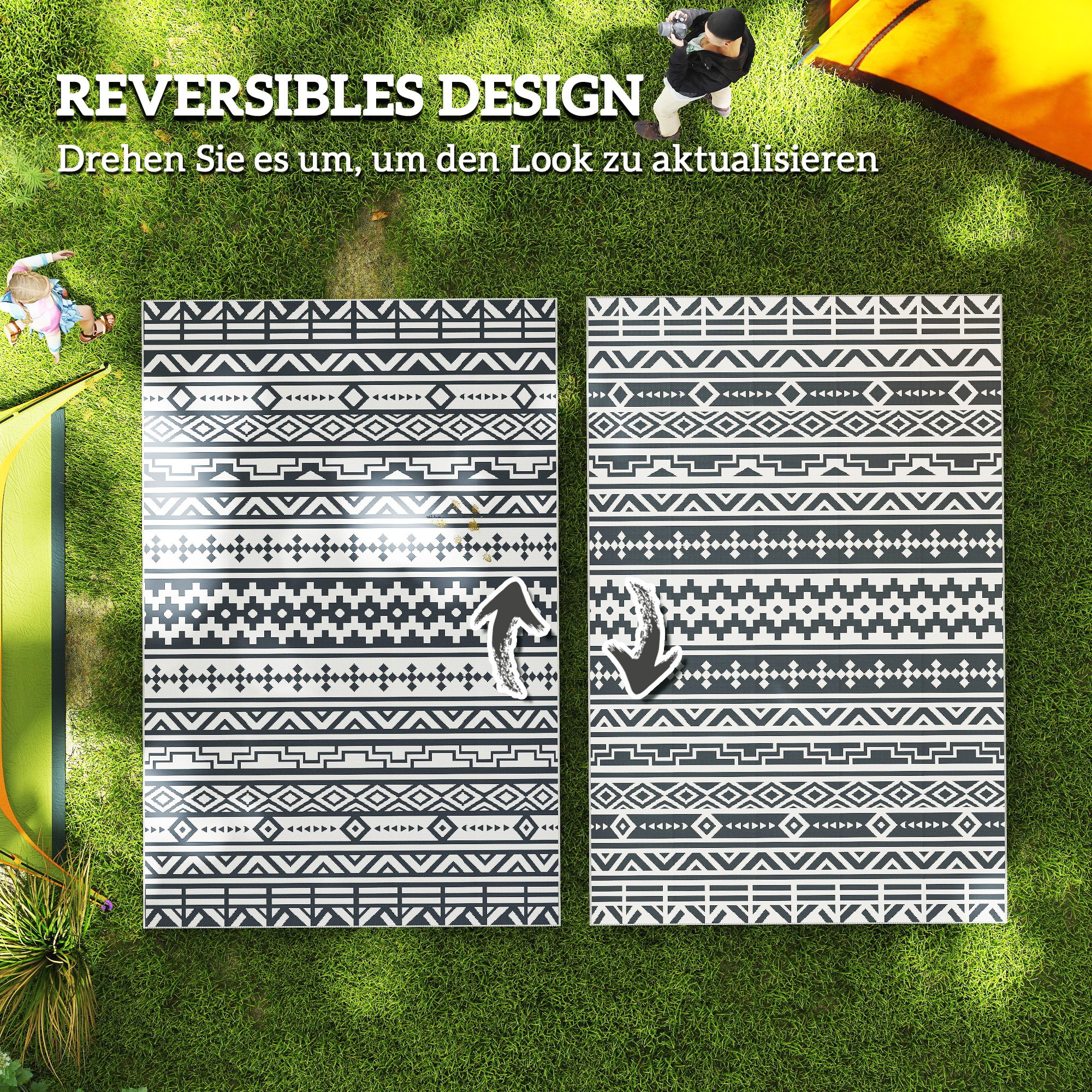 Outdoor Teppich robuster Wetterfest Outdoorteppich, Carpet mit Boho-Style, Outdoor-Teppich für Wohnzimmer Balkon