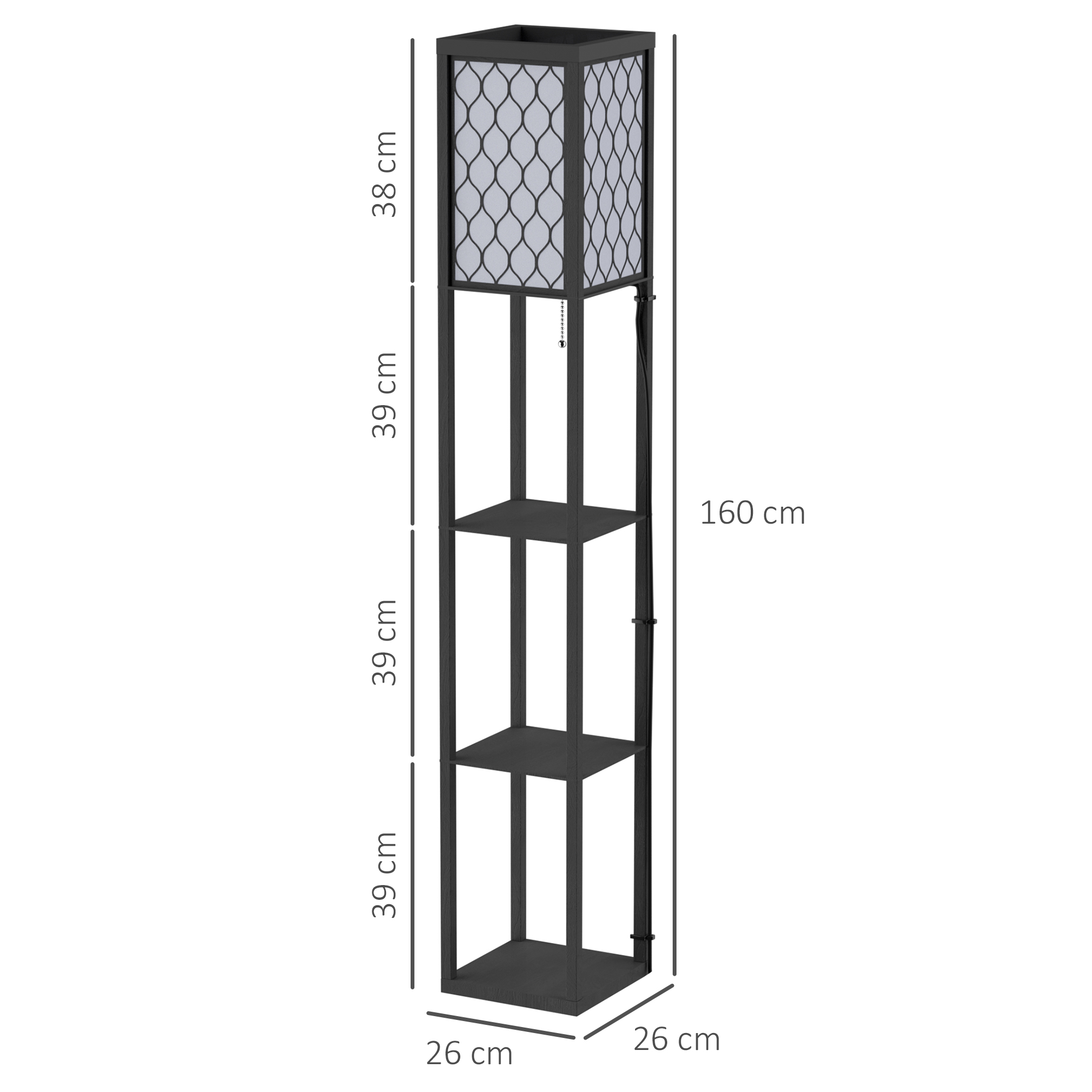 Stehlampe Wohnzimmer mit Regal, Stehleuchte Standleuchte mit E27 Fassung für Wohnzimmer Schlafzimmer, exkl. Glühbirne