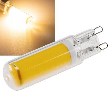 LED Stiftsockel G9, 4W, 480lm, dimmbar / 330°, 230V, 3000k / warmweiß, Glas