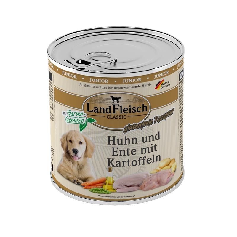 Landfleisch Dog Classic Junior Huhn, Ente & Kartoffeln mit Gartengemüse - 800g Landfleisch Dog Classic Junior Huhn, Ente & Kartoffeln mit Gartengemüse - 800g