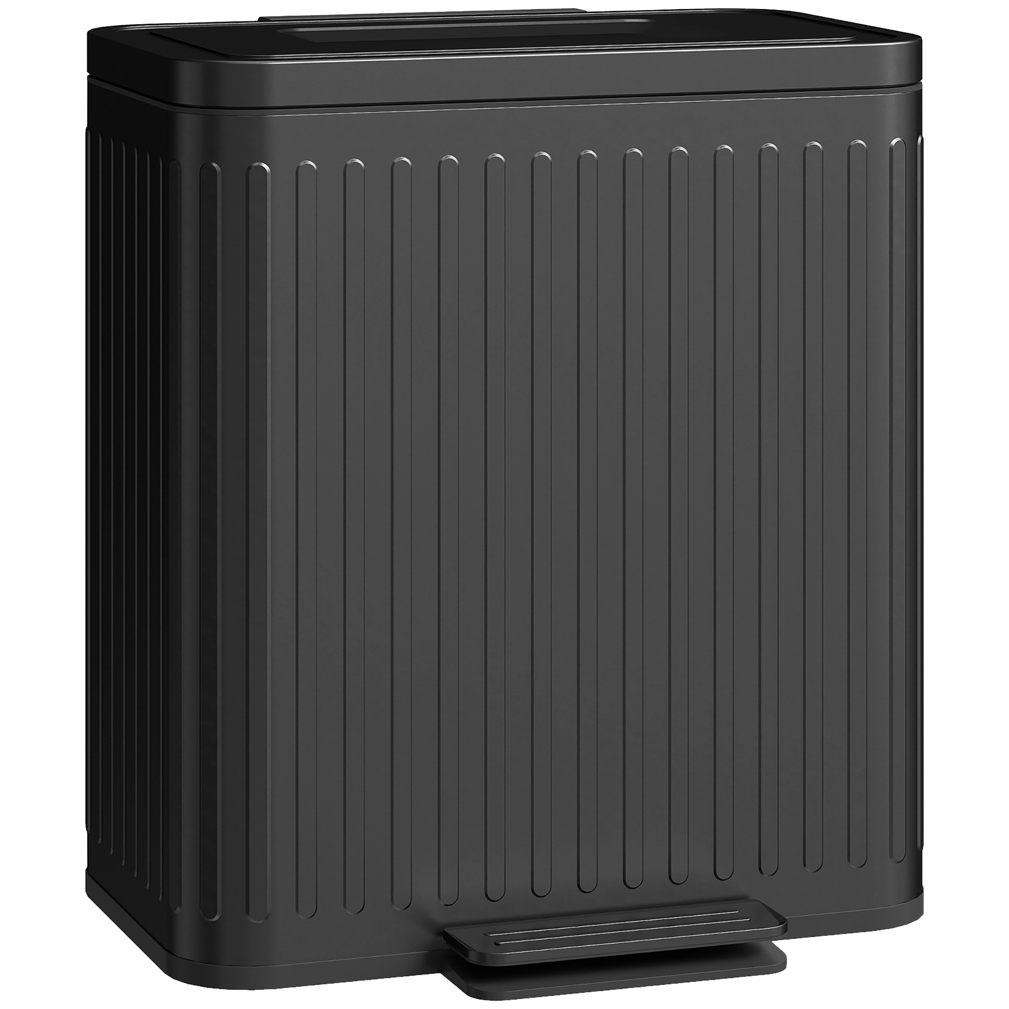 Küchenmülleimer, 2x 20l-Fächer, effiziente Mülltrennung, Fußpedal, Kunststoff, Metall, Schwarz