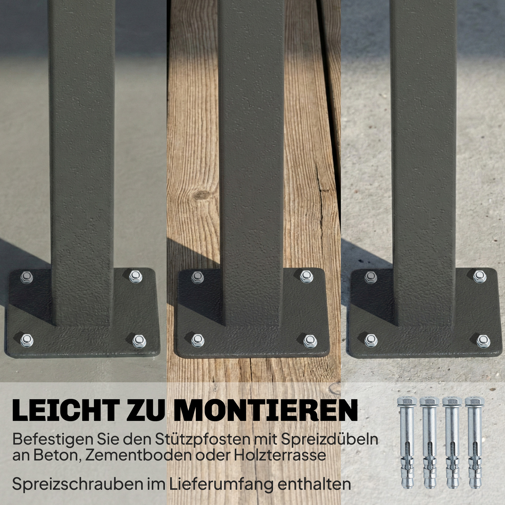 Ausziehbare Seitenmarkise, Sichtschutz für Außenbereiche, Wasserabweisend, UV 50+, 420 x 185 cm, Dunkelgrau