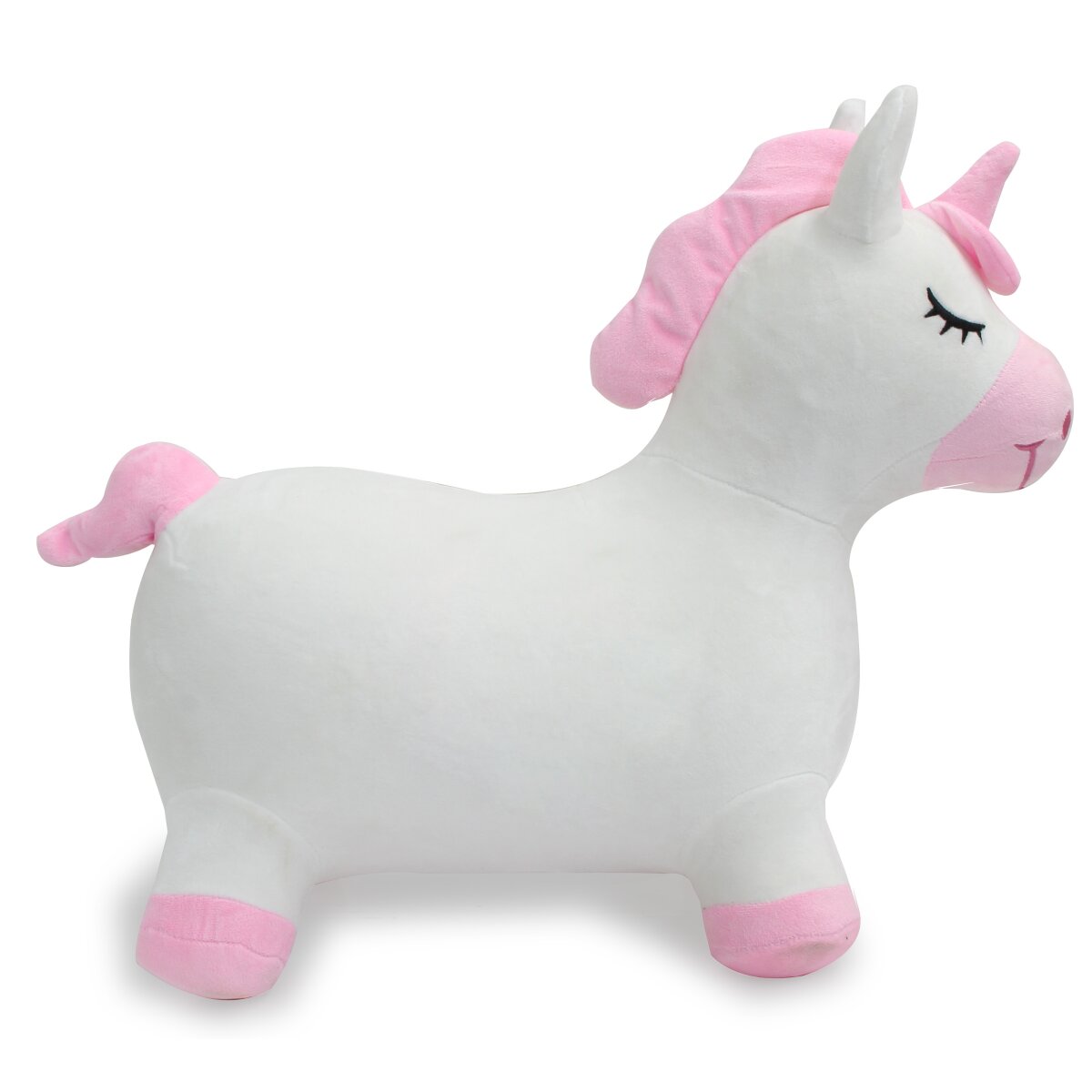 Hüpftier Einhorn mit Plüschbezug und Pumpe