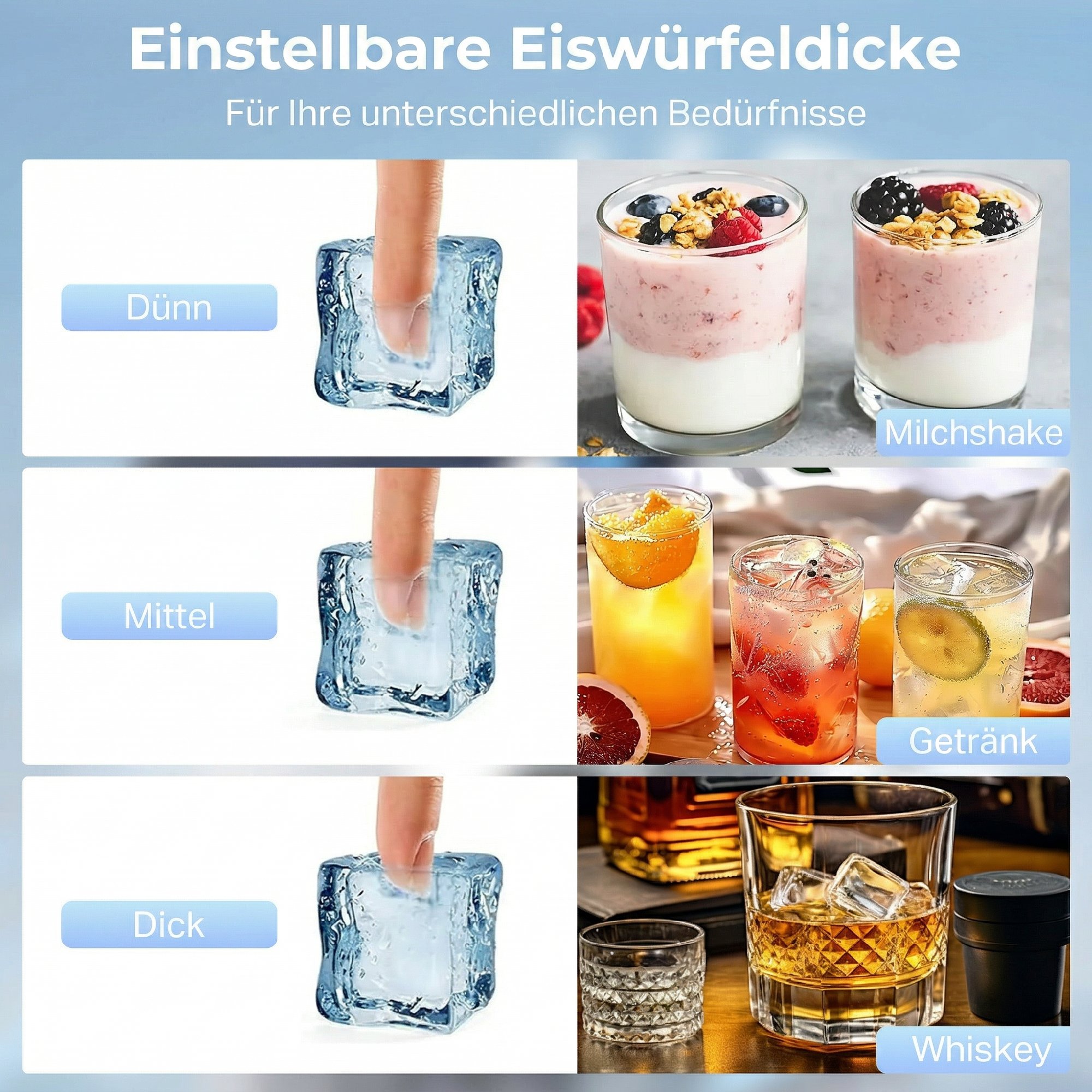 Eiswürfelmaschine, 55 kg/24h Edelstahl Unterbau- oder freistehende Eiswürfelmaschine mit 13 kg Speicher
