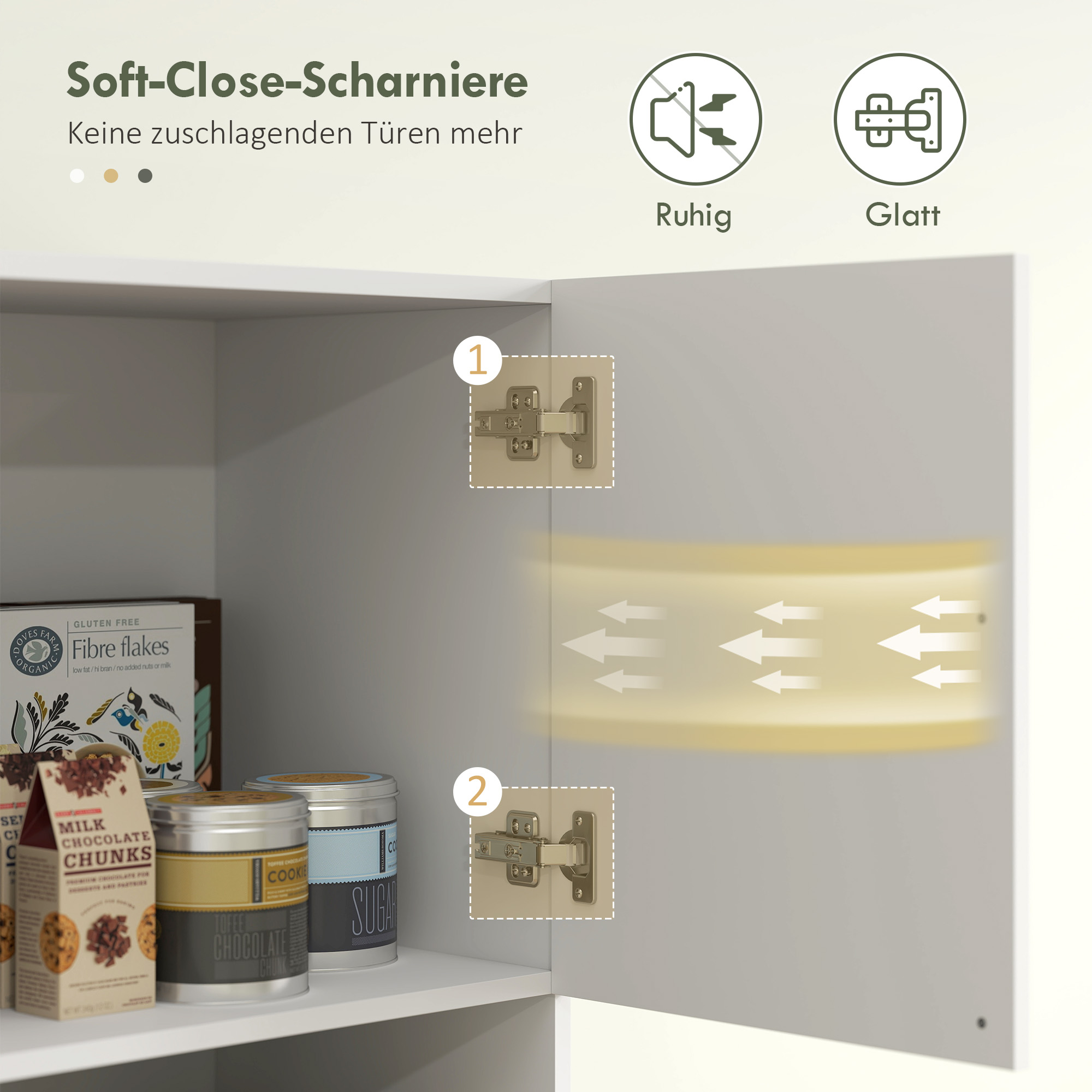 Küchenschrank, Vorratsschrank für Küche, Wohnzimmer, Esszimmer, Schränke, Regale, Mikrowellenablage, Spanplatte, Weiß