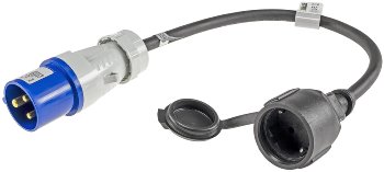 CEE auf Schutzkontakt-Kupplung 0,35m / 230V, Adapter für Wohnwagen, Camping
