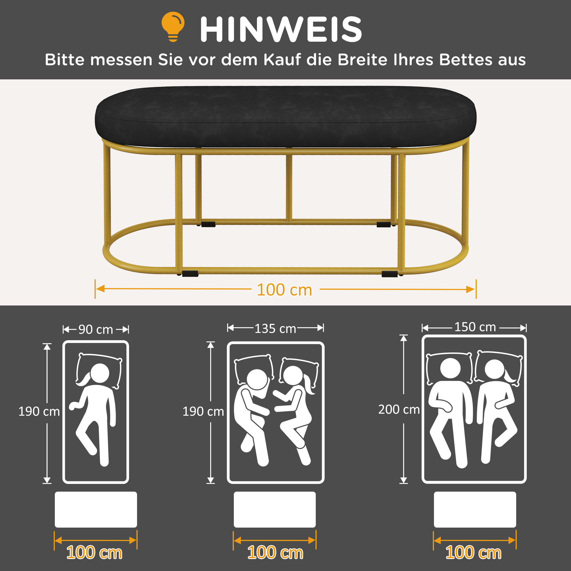 Schuhbank im Retrodesign, Bettbank, Flurbank, Samtoptik, bis 200 kg, Metallrahmen, schwarz, 100 x 37 x 43cm