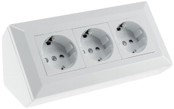 3-fach Steckdosenblock, weiß / 250V~/ 16A, Aufbaumontage