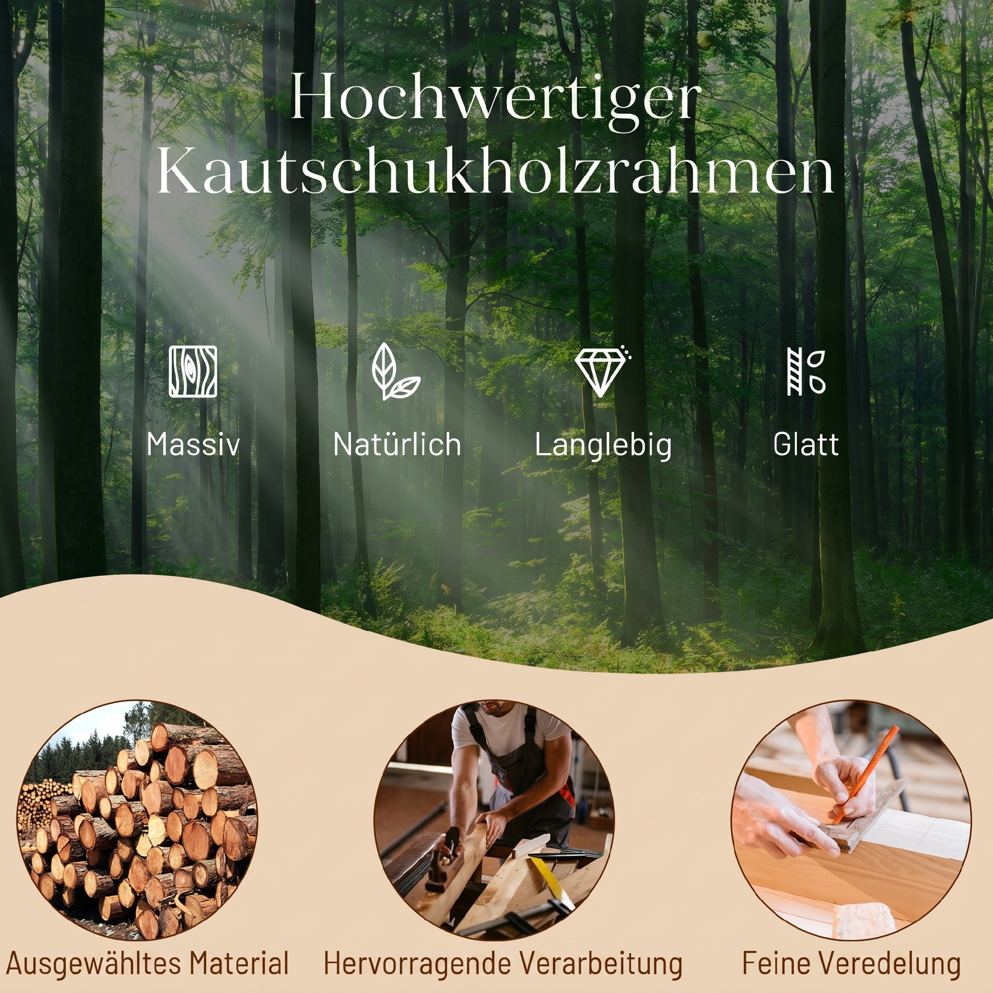 Schaukelstuhl, gepolsterter Schaukelsessel mit Cordstoff, Seitentaschen für Wohnzimmer, Schlafzimmer, Beige