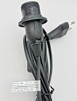 Netzkabel mit Schalter und E14 Fassung / 1,4m + 2m lang, schwarz