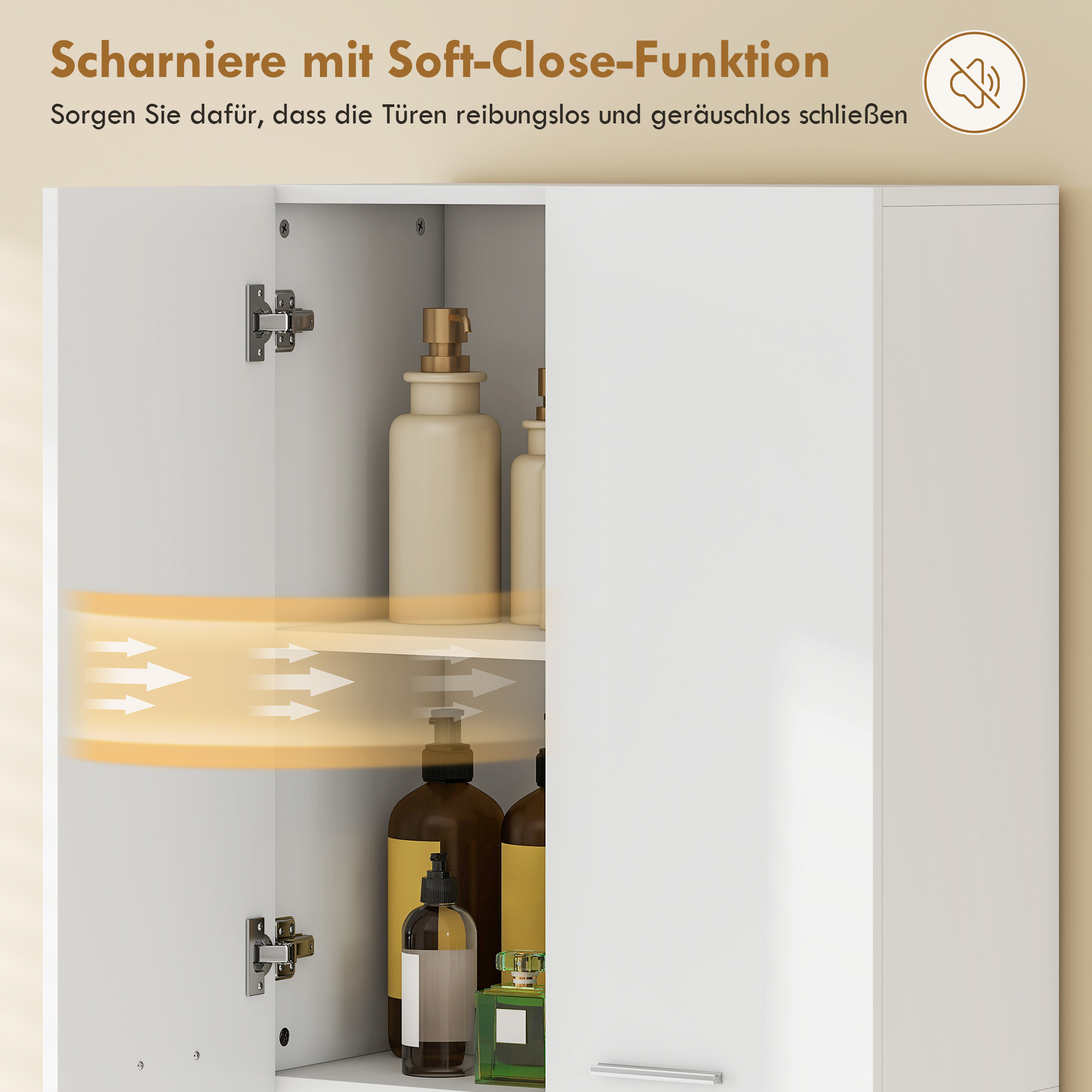 174 cm hoher Badezimmerschrank mit ausklappbarem Wäschekorb und Soft-Close-Türen, Weiß