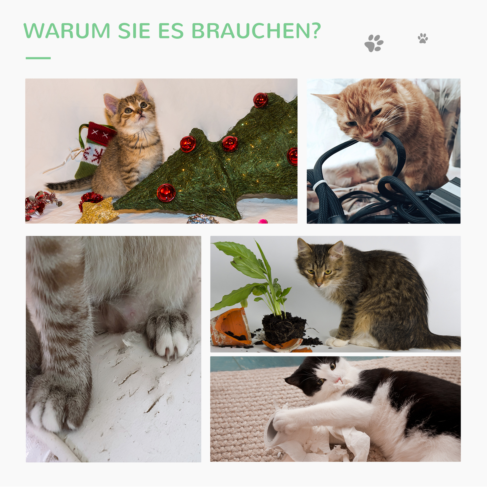 Katzen Kratzbaum Kaktus Katzenbaum Kiefernholz Sisal Seil Kratzstamm mit Holzkugel-Katzenspielzeug für Katzen 60 cm Hoch Grün+Natur