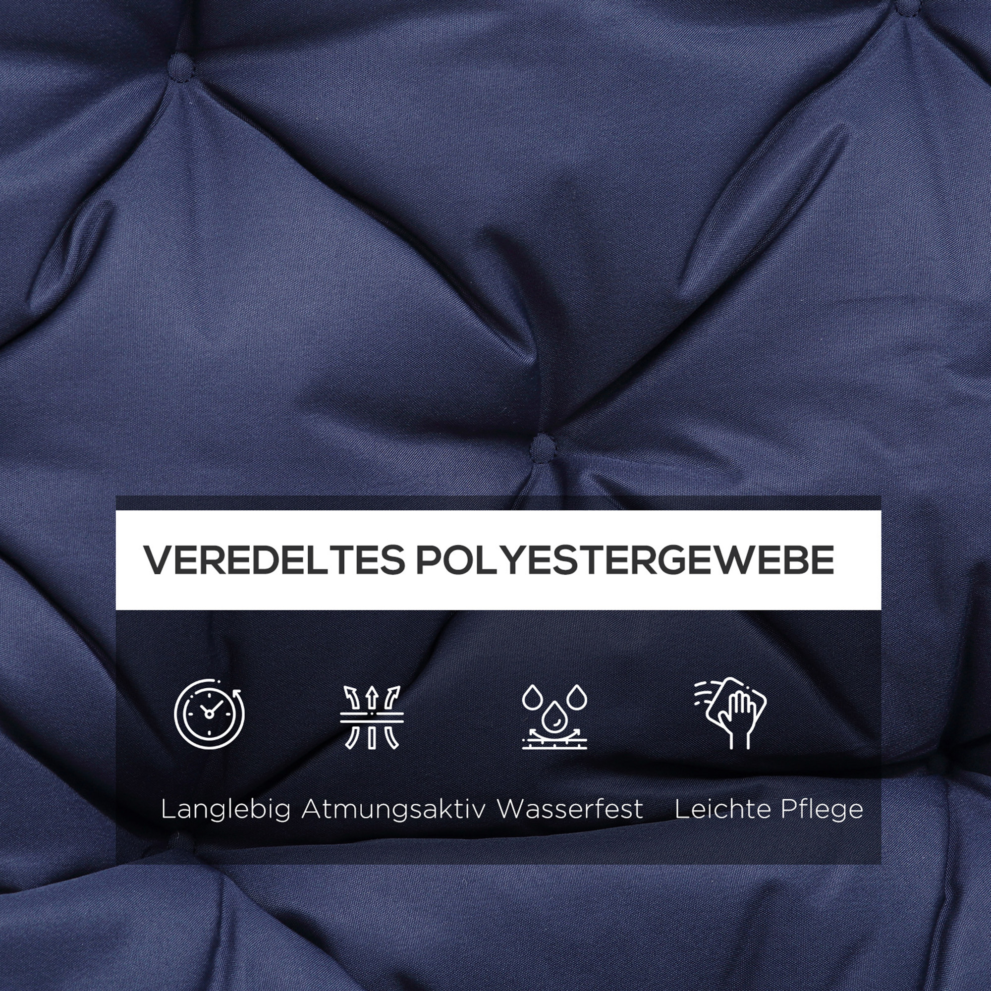 Sitzpolster für Bänke, Bankpolster mit Befestigungsbändern, für bis zu 3 Personen, Schaumstoff-Füllung, Sitzpolste