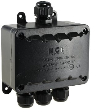 Kabelverbinderbox, 4 Anschlüsse, IP68, 450V, 1x Eingang, 3x Ausgang Kabelverbinderbox, 4 Anschlüsse, IP68, 450V, 1x Eingang, 3x Ausgang