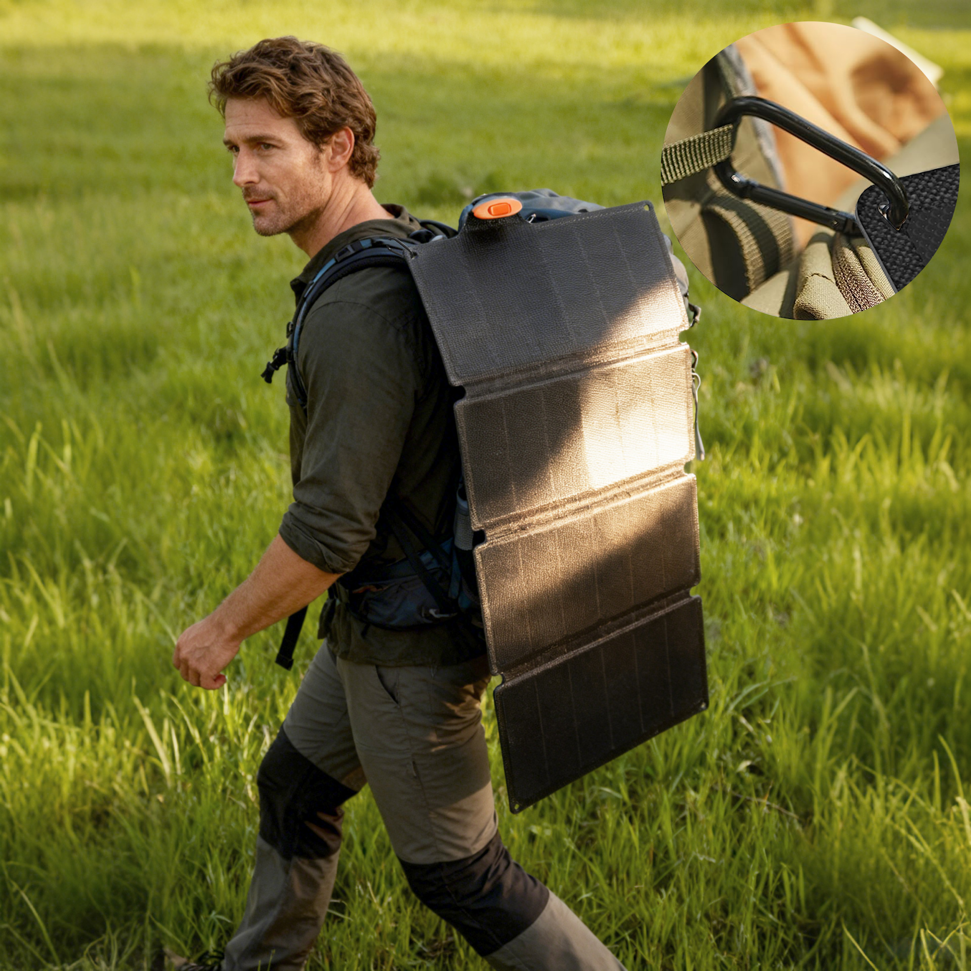 tragbares Solarpanel, 36W Schnellladung, wasserdicht, faltbar, Ladegerät, Grau