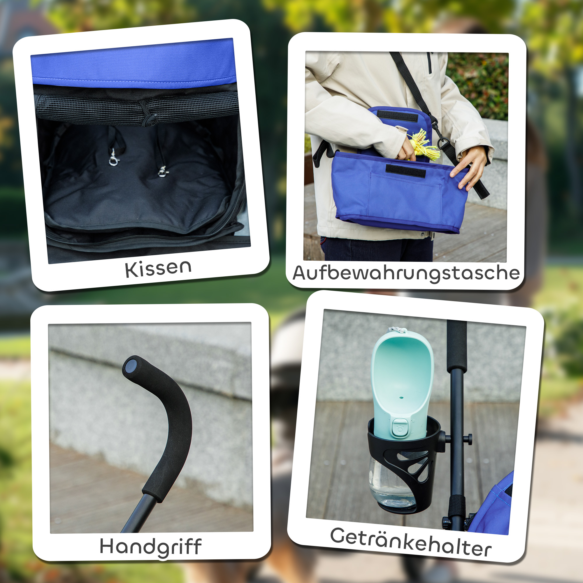 Haustierwagen, Sicherheitsleinen, Netzfenster, 76L x 44B x 103H cm, Dunkelblau