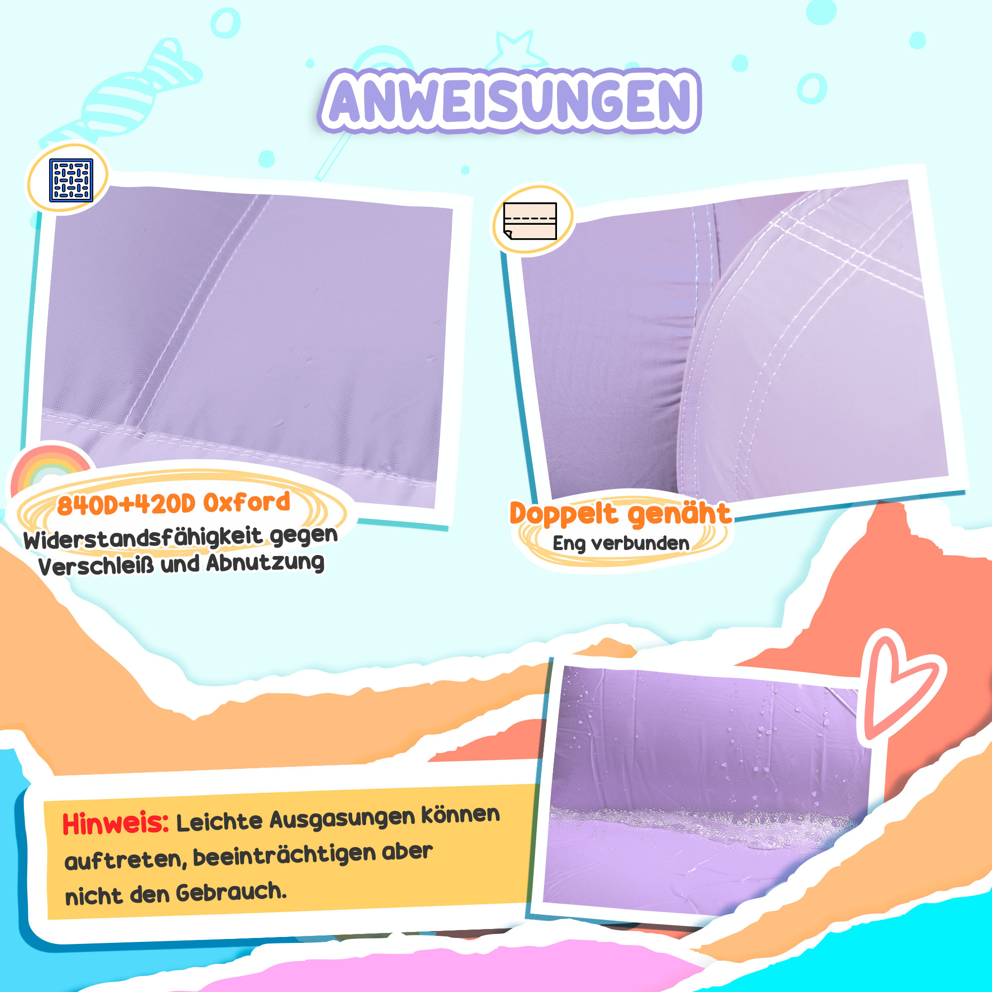 Hüpfburg mit Rutschen, Netzumzäunung, Oxford-Gewebe, Bodenanker, Tragetasche