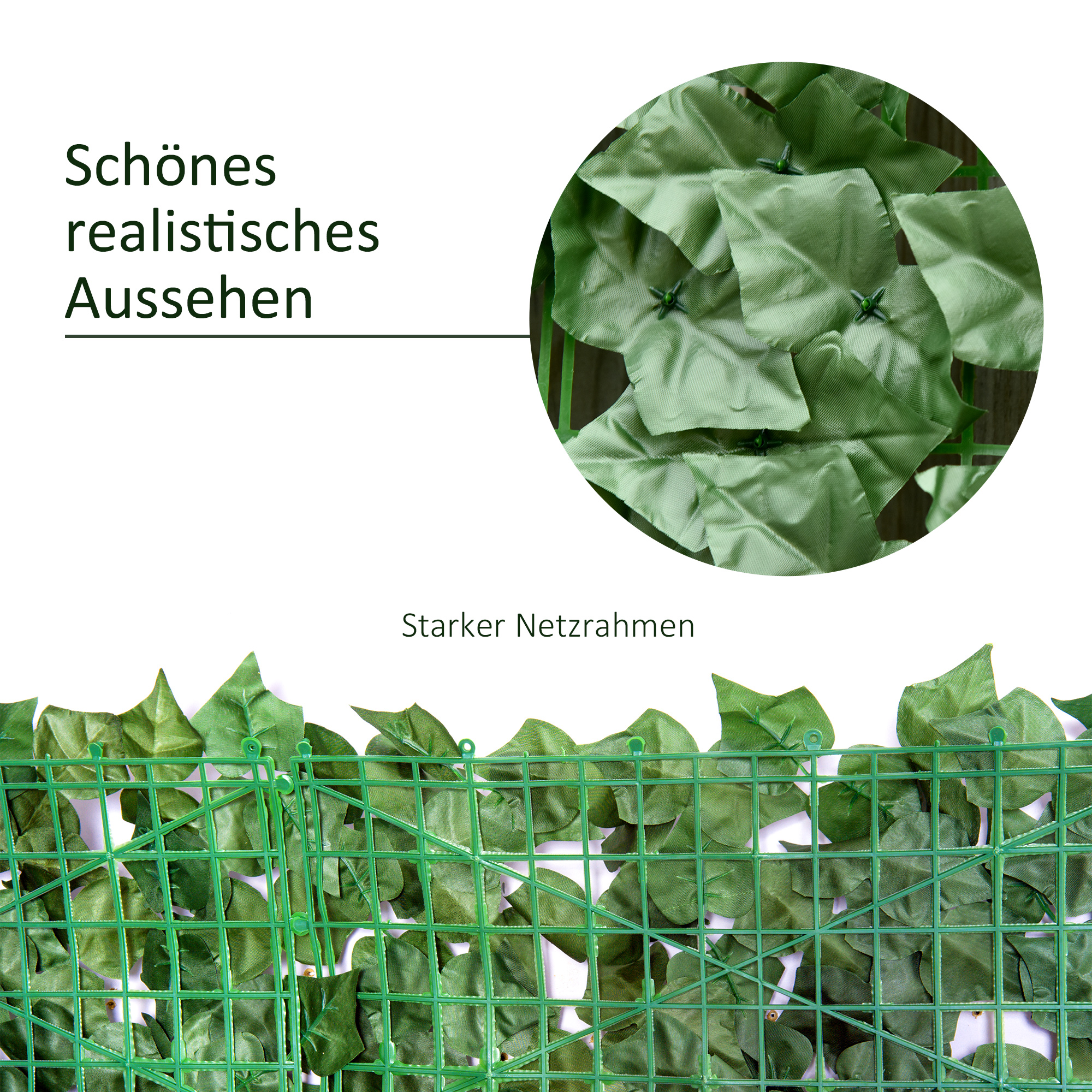 künstlicher Hecken Sichtschutz, UV Geschützt Sichtschutz, Grün Balkon Sichtschutz, Zaun Sichtschutzgitter mit Blättern, Hecken Zaun, WandKünstliche 300 x 100 cm für Garten Hochzeit