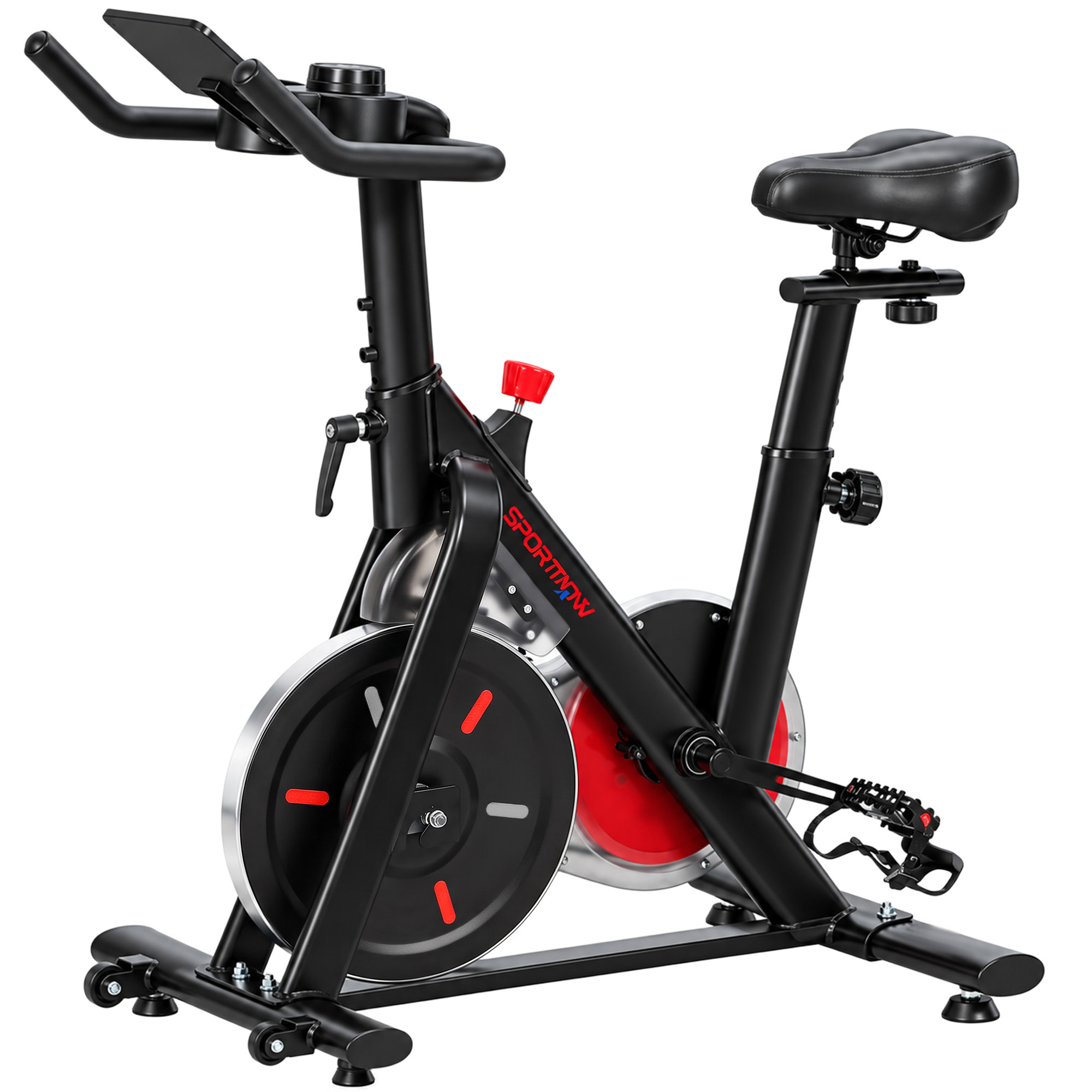 Heimtrainer Fahrrad Höhenverstellbar Hometrainer mit Magnetwiderstand APP verstellbarem Sitz LCD-Monitor Handyhalter