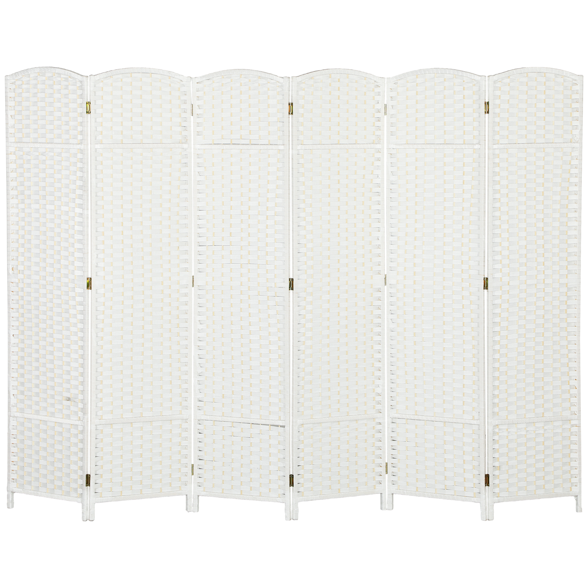 6-teiliger Raumtrenner, Faltbarer Sichtschutz, Sichtschutzwand für Wohnzimmer, Schlafzimmer, Homeoffice, Weiß