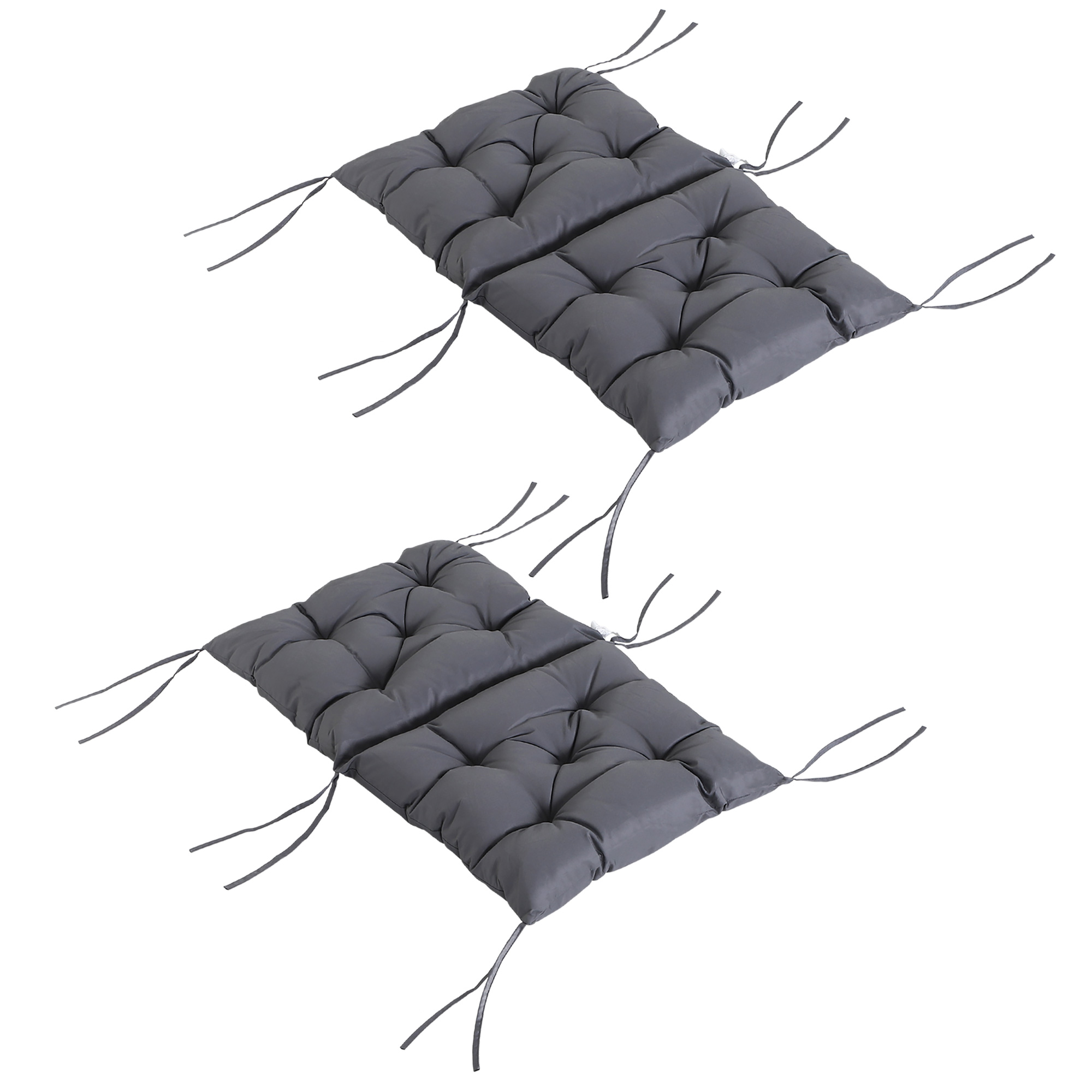 2er-Set Sitzkissen, 98cm x 50cm x 8cm Stuhlkissen mit Bänder, Polsterauflage, waschbar/Ergonomische Sitzpolster für Haus, Garten, Sofa, Grau