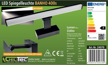 LED Spiegelleuchte IP44 "Banho 400s" / 230V, 6,2W, 554lm, 40cm, Neutralweiß