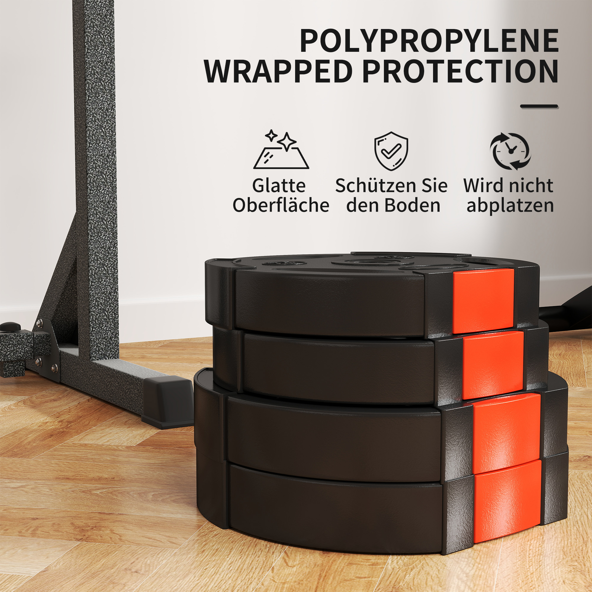 4er Gewichtsplatten-Set für Training, Fitnessstudio, Heimtraining, Stärke-Training, 2 x 10 kg und 2 x 5 kg, Schwarz