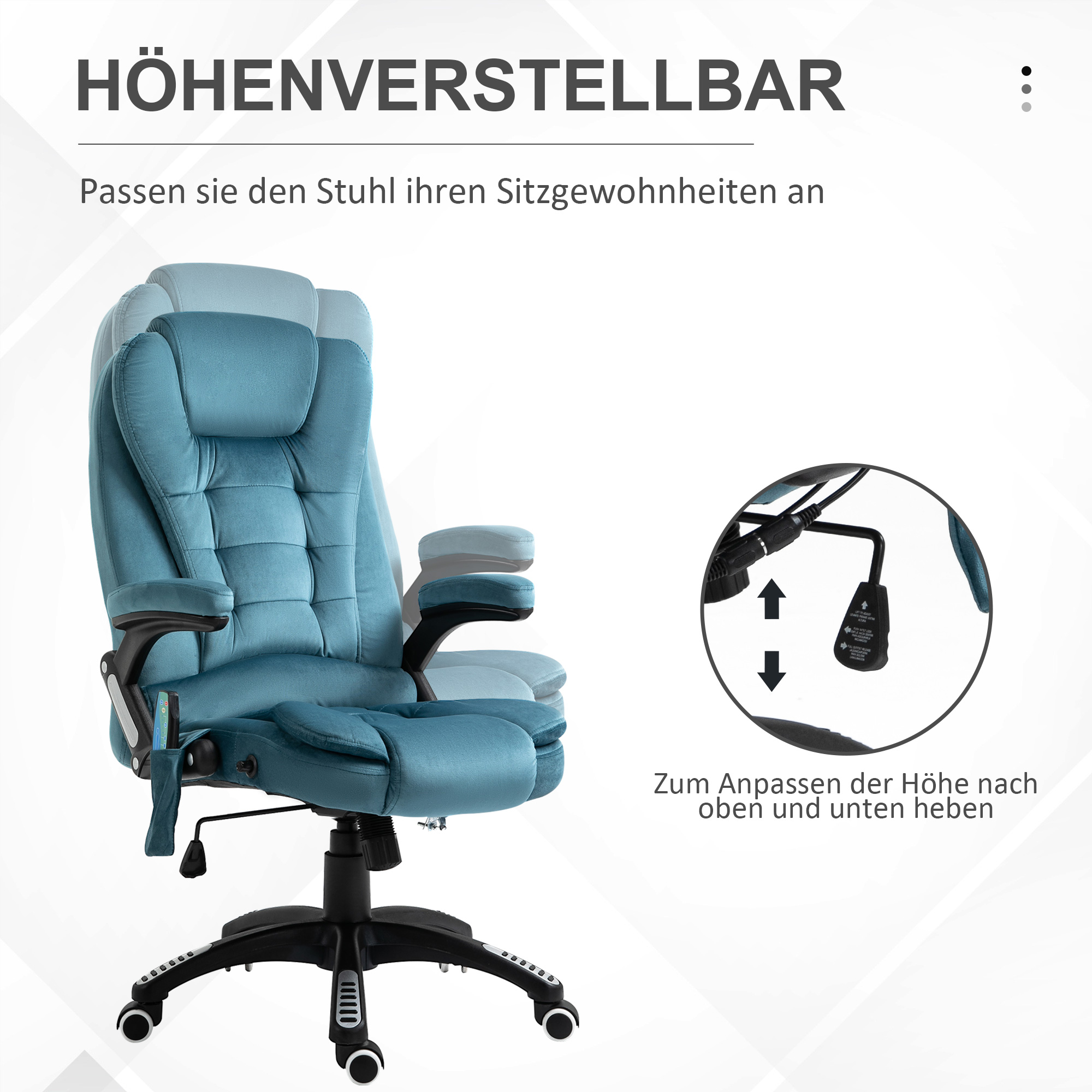 Massagesessel Chefsessel Gamingstuhl Massagebürostuhl Blau