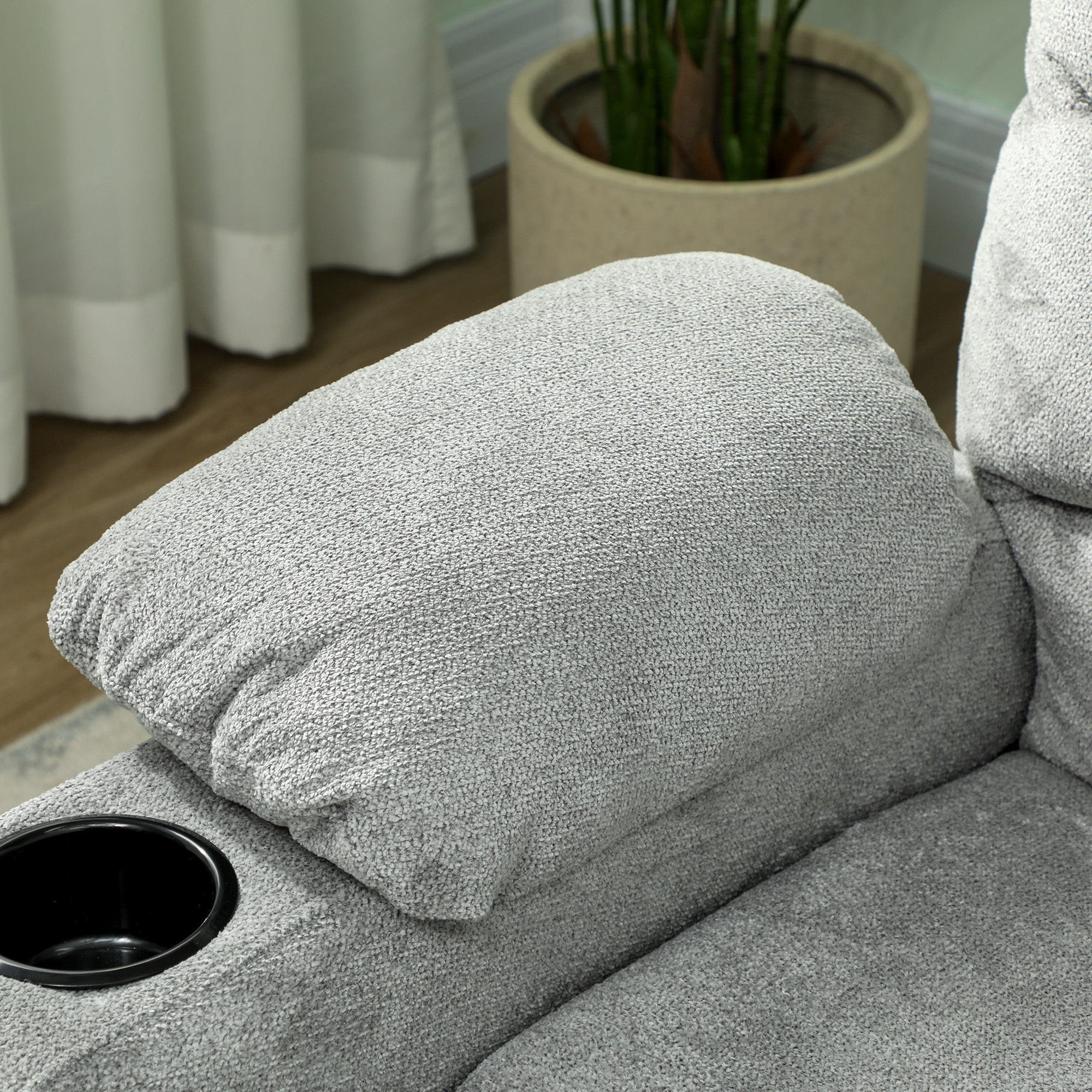 Relaxsessel Elektrisch Fernsehsessel mit Liegefunktion, USB, Getränkehalter, 2 Memory-Positionen für Wohnzimmer, Grau