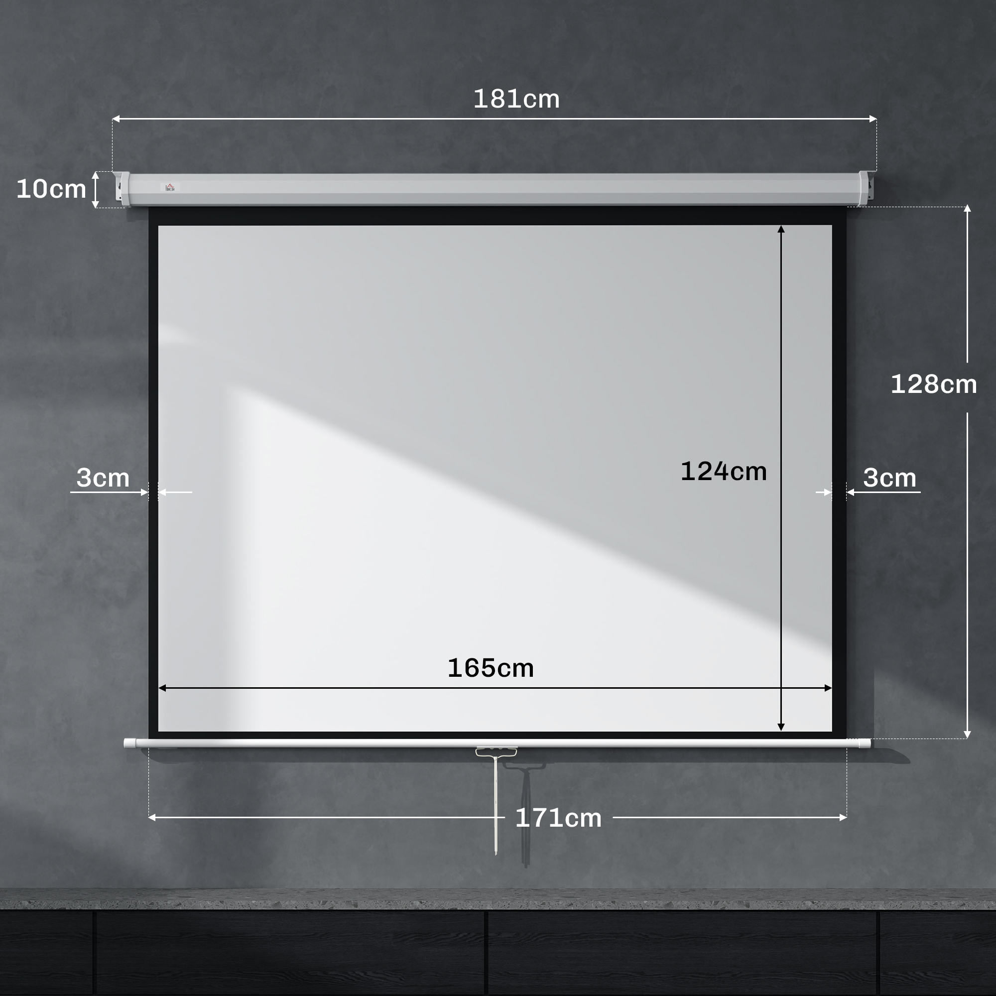 Beamer Leinwand 171 x 128 cm 84 Zoll 4:3 HD 4K Projektionsleinwand Kunststoff, Metall Heimkino