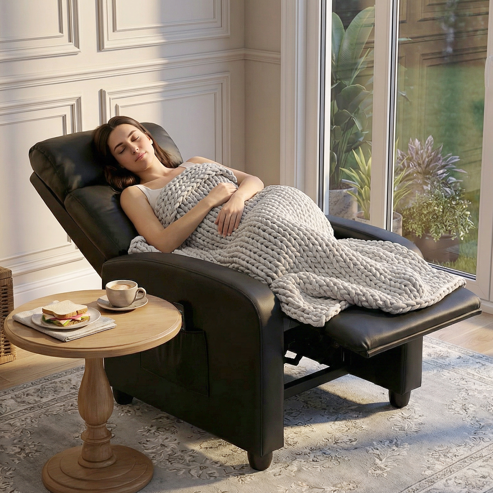 Relaxsessel Fernsehsessel mit Vibrationsmassage, Liegefunktion, 2 Massagepunkte, Fernbedienung, 68 x 88 x 98 cm Schwarz