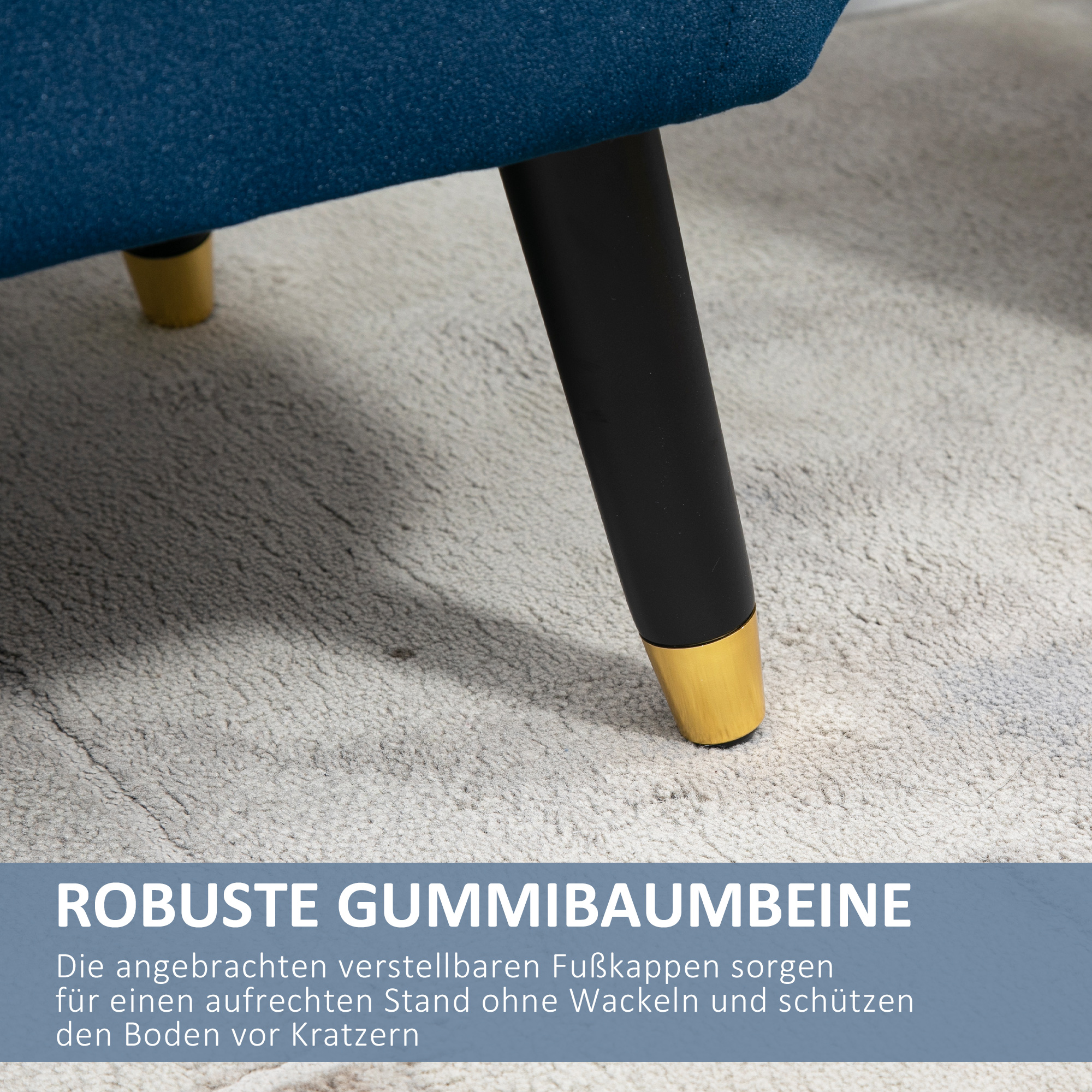 Sitzbank mit Stauraum Armlehnen Polsterbank mit Samtoptik, Sitztruhe mit Holzbeine, Truhenbank für Wohnzimmer Schlafzimmer Flur 107 x 42 x 65 cm, Blau