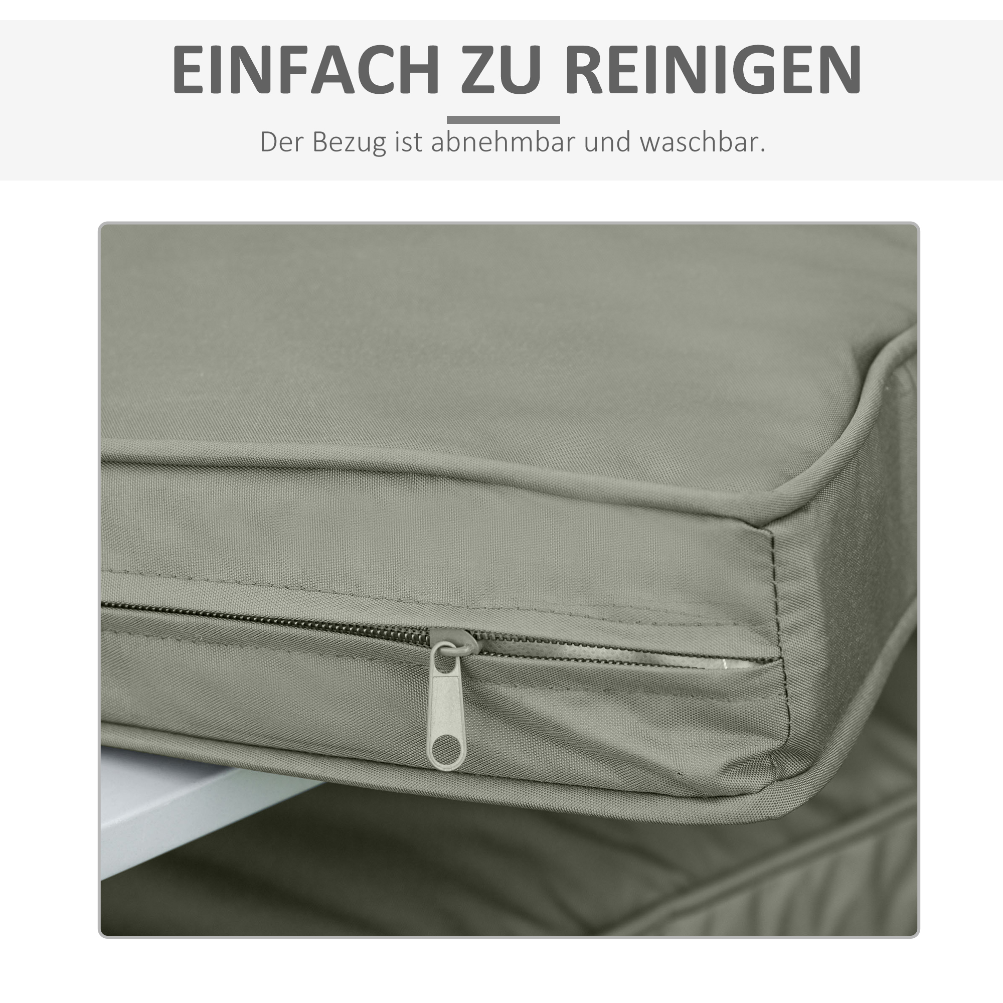 2 teilige Sitzkissen, 56 x 52 cm Stuhlkissen mit Reißverschluss, Stoffbezug, 7cm dick Polsterauflage, waschbar Dunkelgrau