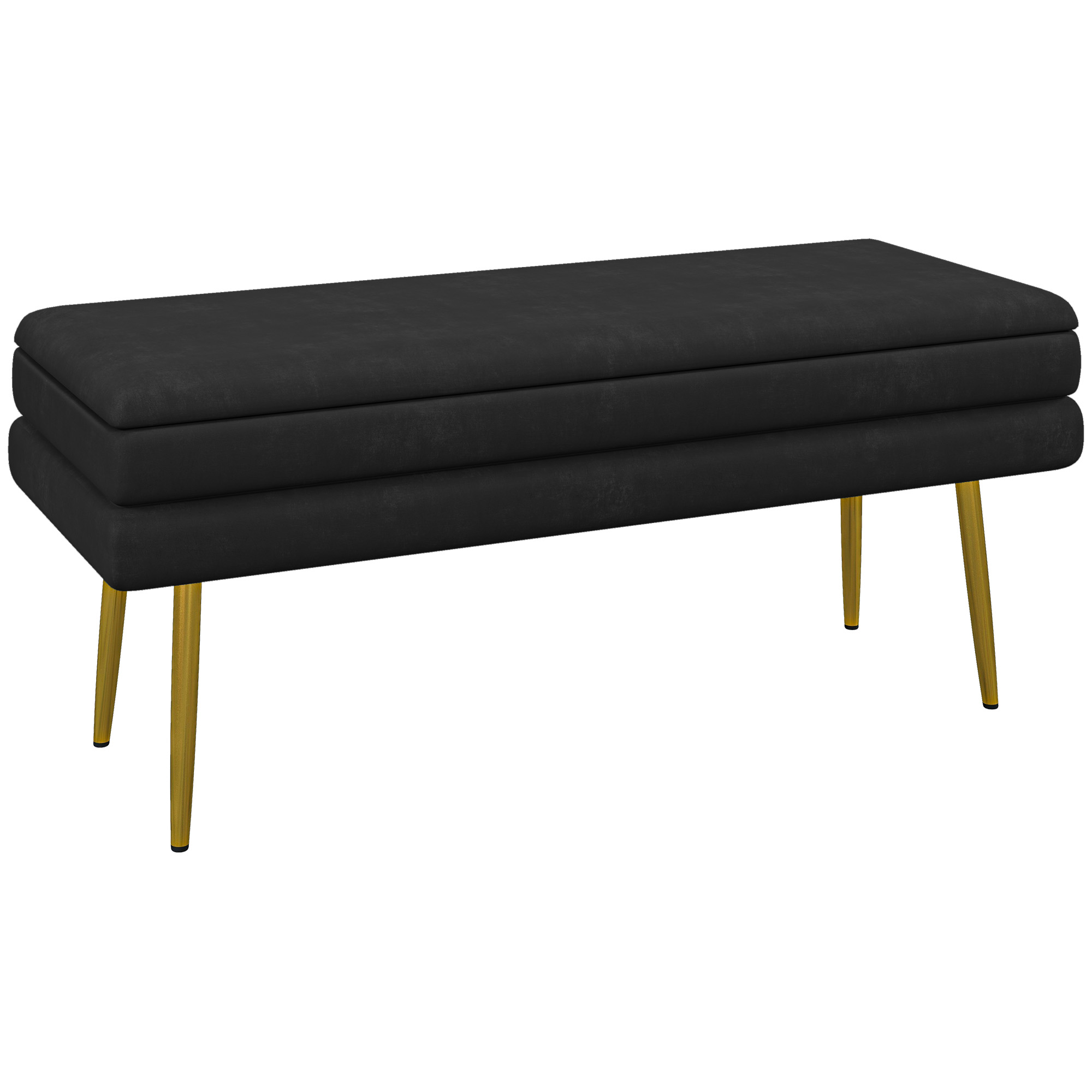 Sitzbank Polsterbank, mit Stauraum, Stahl, 100 cm x 37,5 cm x 42 cm, Schwarz