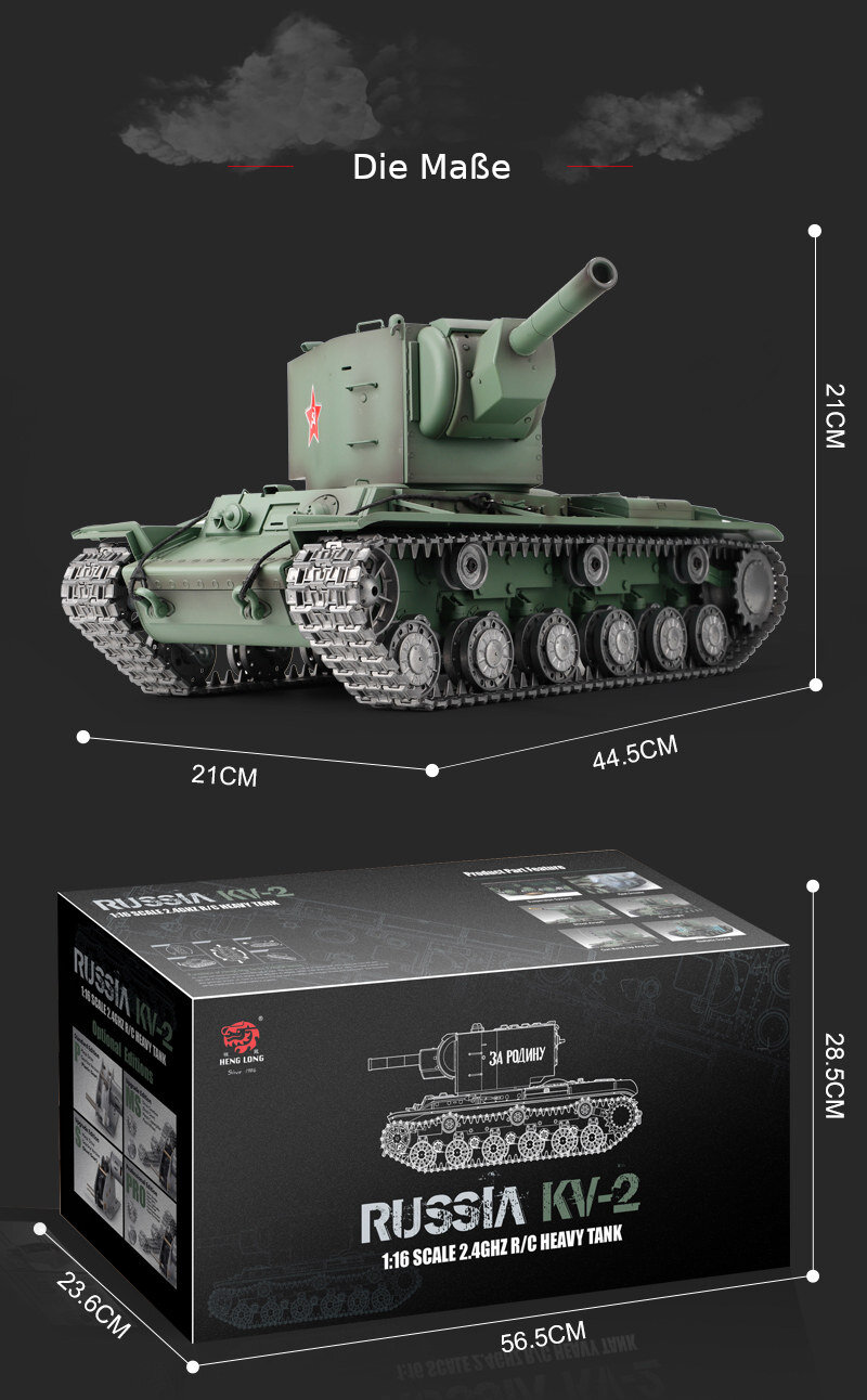 RC Panzer "KV-2" - Metallgetreibe & Metallketten PRO RRZ
