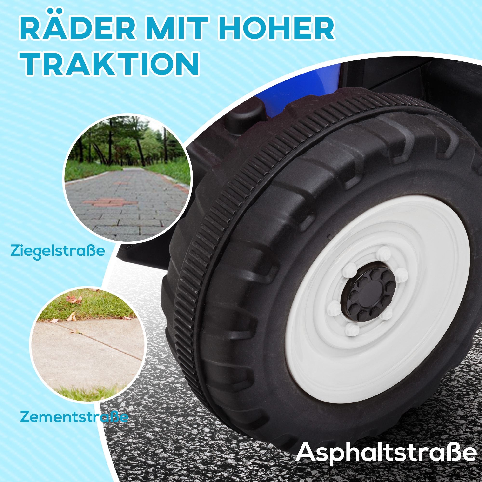 Kinder-Elektroauto mit Anhänger, Fernbedienung, Scheinwerfer, 3-6 km/h, für 3-6 Jahre, Blau