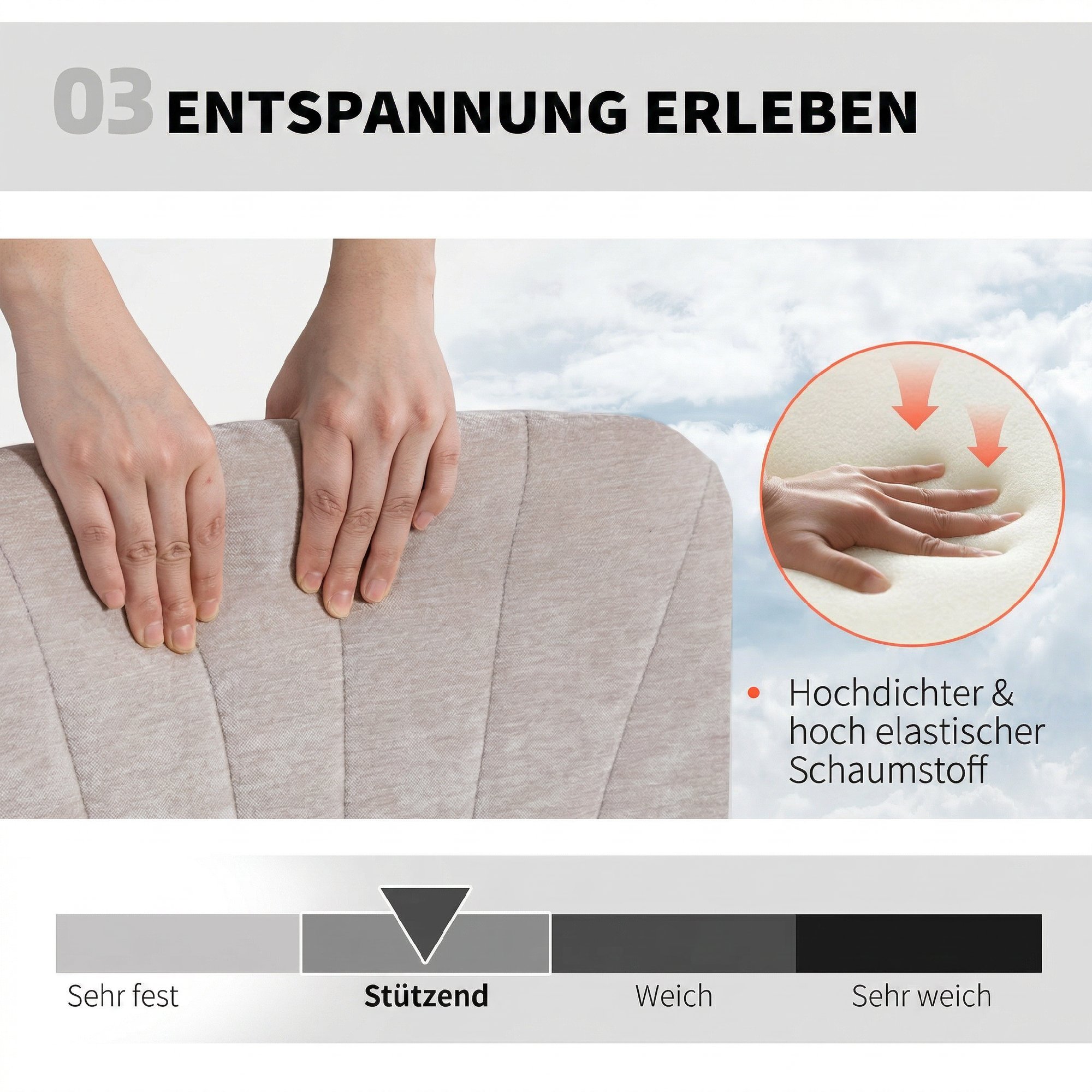 Homeoffice Stuhl Schreibtischstuhl mit Leinenoptik Höhenverstellbar Schneidersitz Drehstuhl mit Wippfunktion, Beige