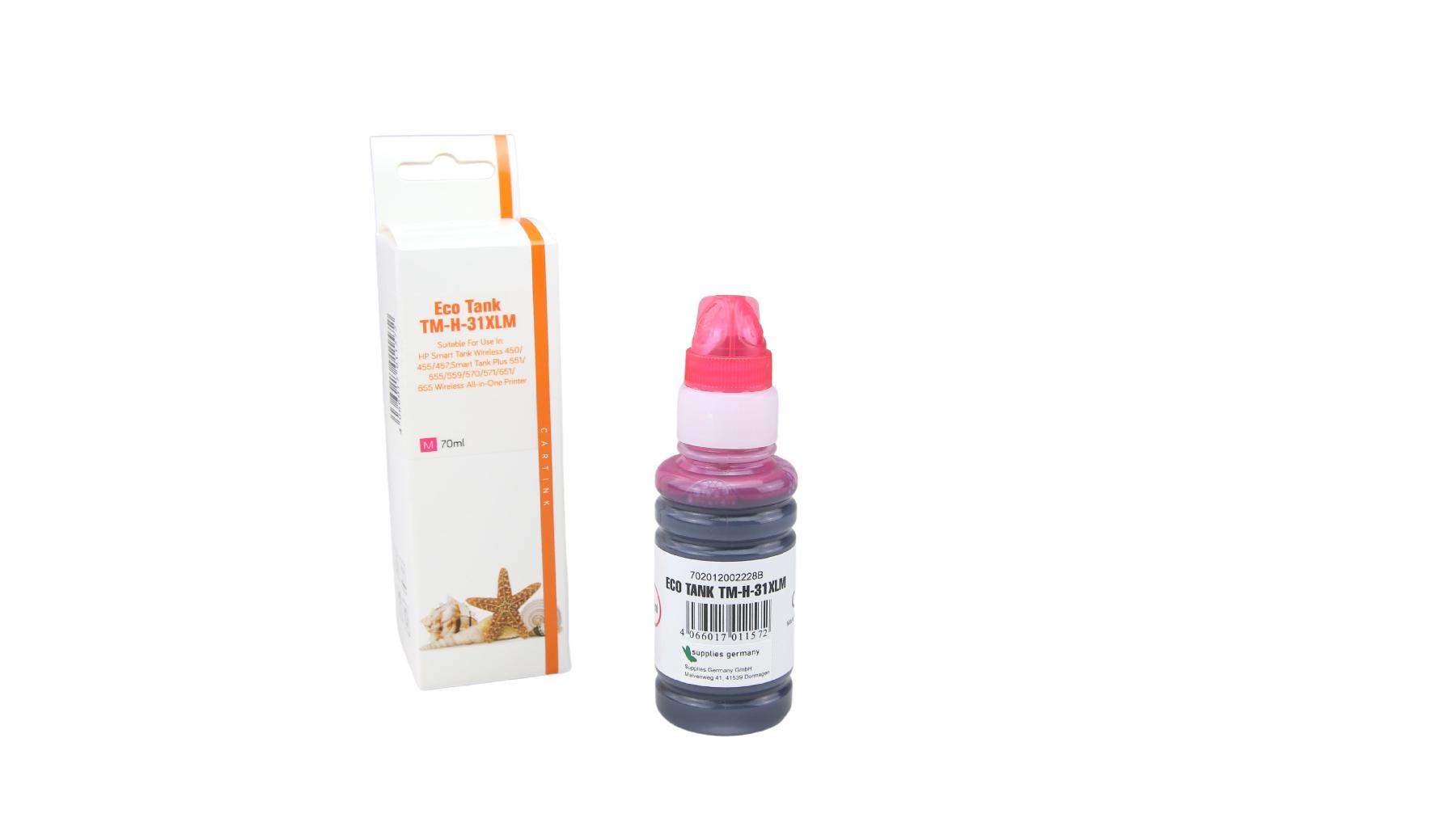 31M Eco Tank Nachfüllflasche Magenta für HP / 1VU27A / 70ml 31M Eco Tank Nachfüllflasche Magenta für HP / 1VU27A / 70ml