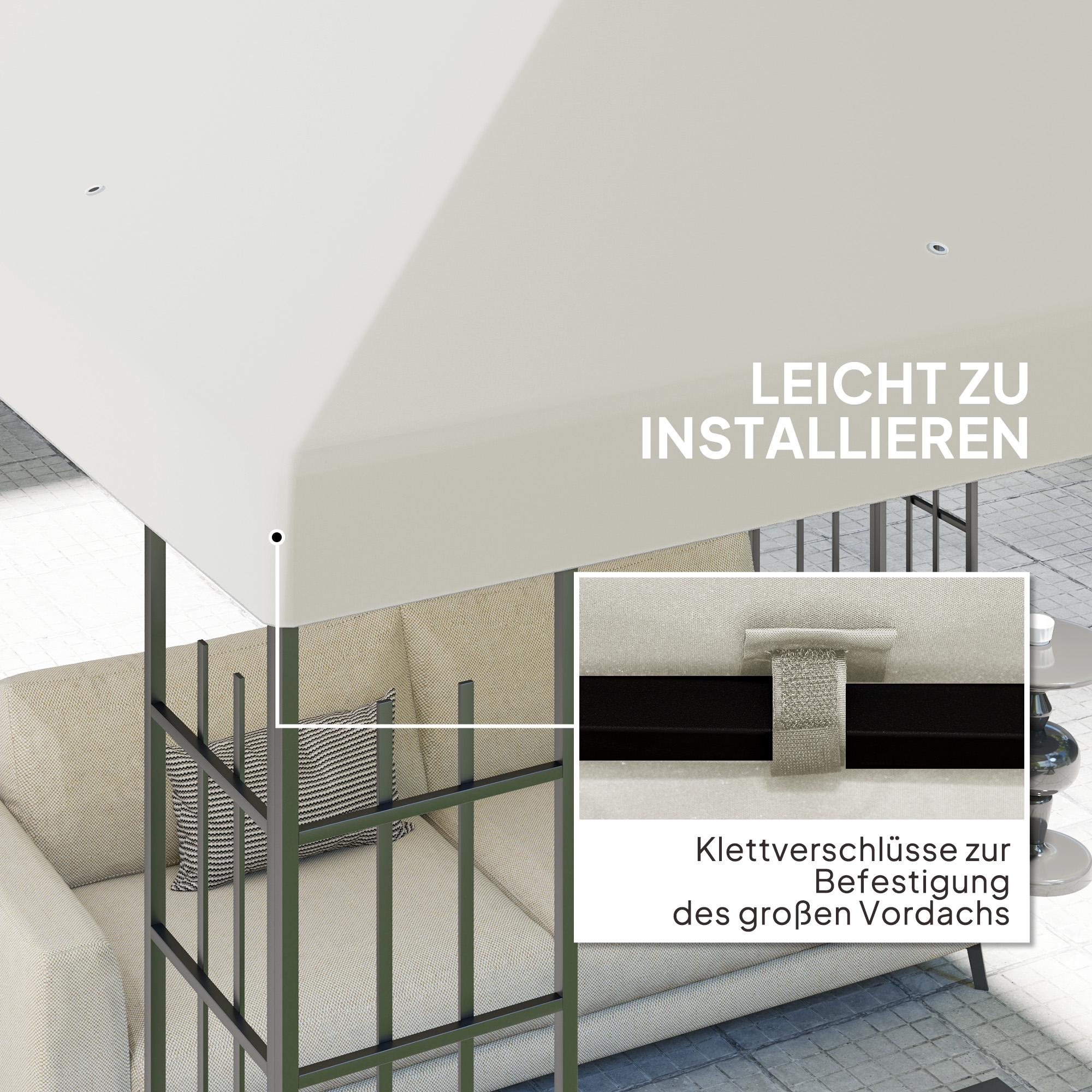 3 x 3 m Ersatzplane für Pavillon, Plane für Garten-Pavillon, mit Wasserablauföffnungen, UPF30+, Hellgrau