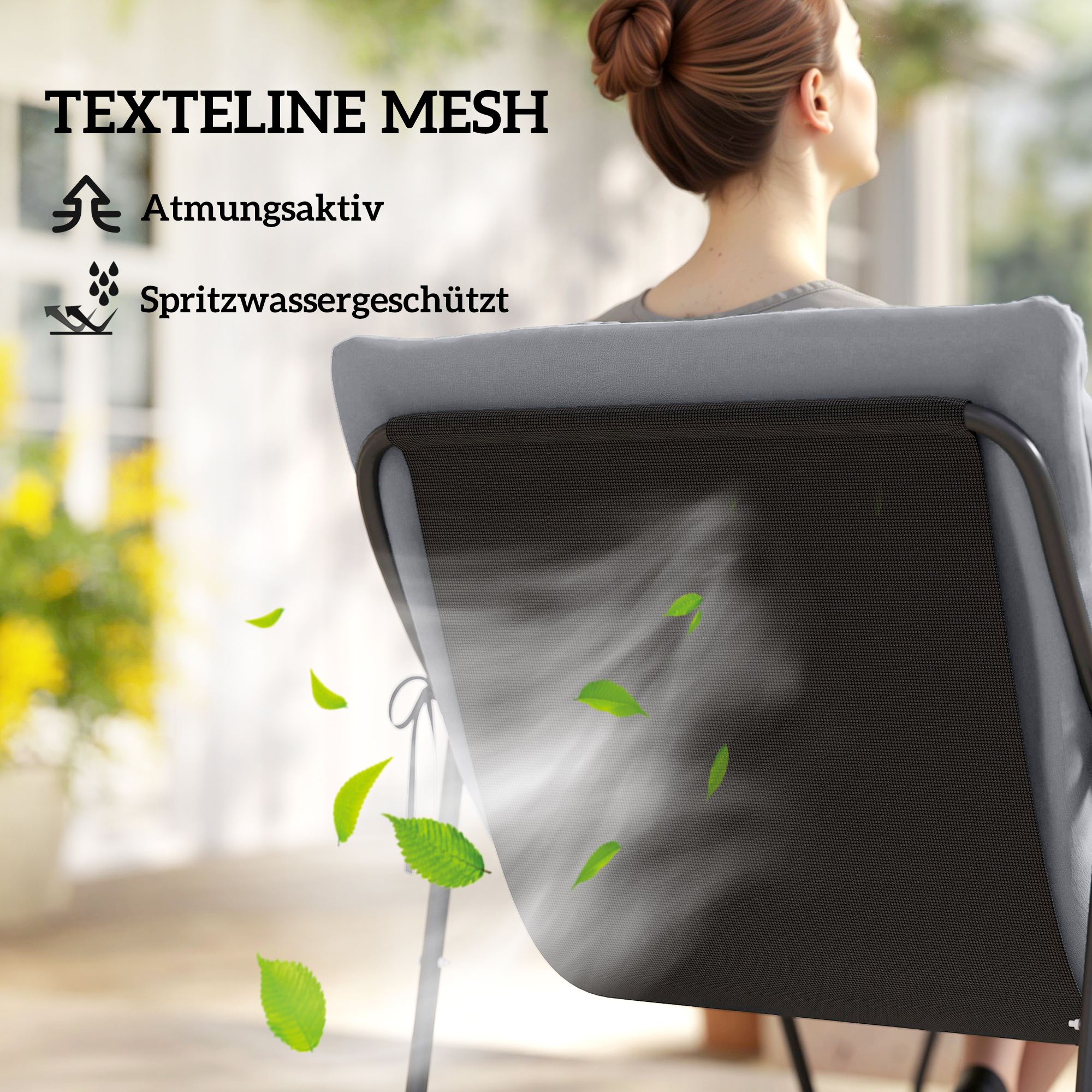 4-Sitzer Gartenmöbel-Set, 2 Stühle, 1 Doppel-Sofa, 1 Tisch, dicke Kissen, Stahlrahmen, für Terrasse, Grau