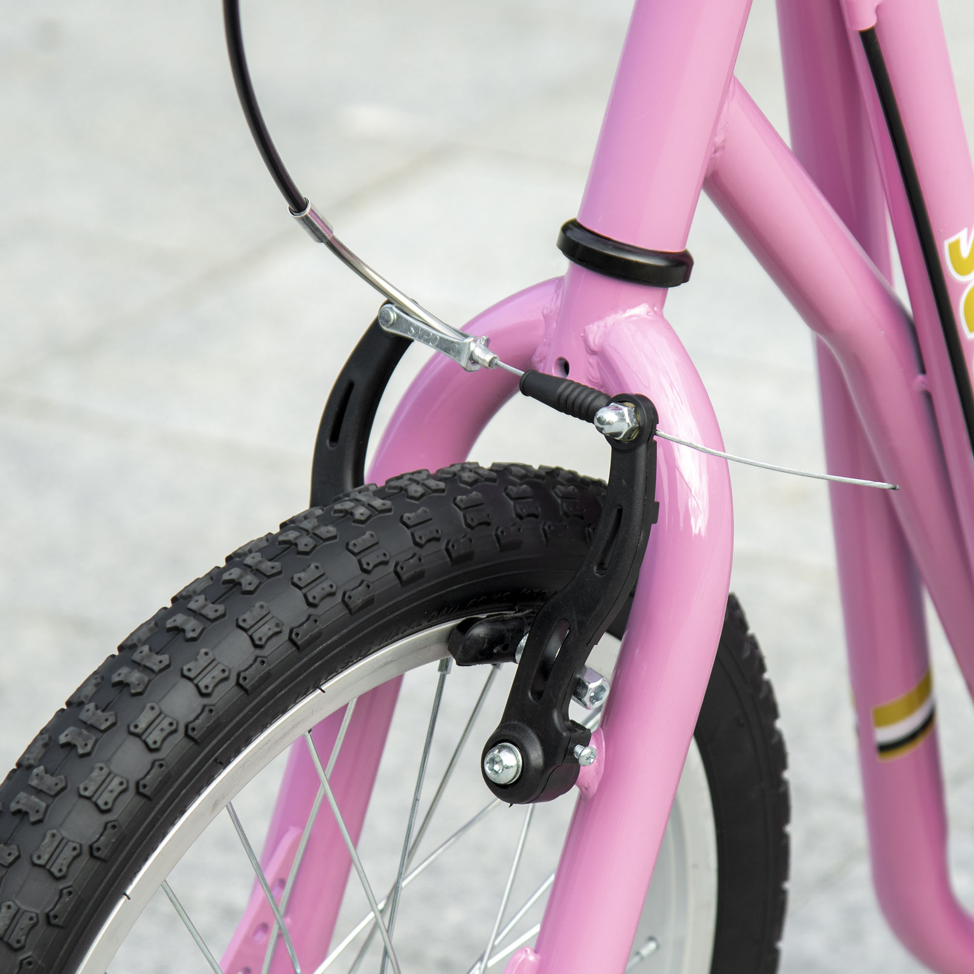 Roller, Kinderroller mit Luftreifen & Handbremse, 16 Zoll Tretroller höhenverstellbar, ab 5 Jahre, Cityroller, Kinder Scooter rosa