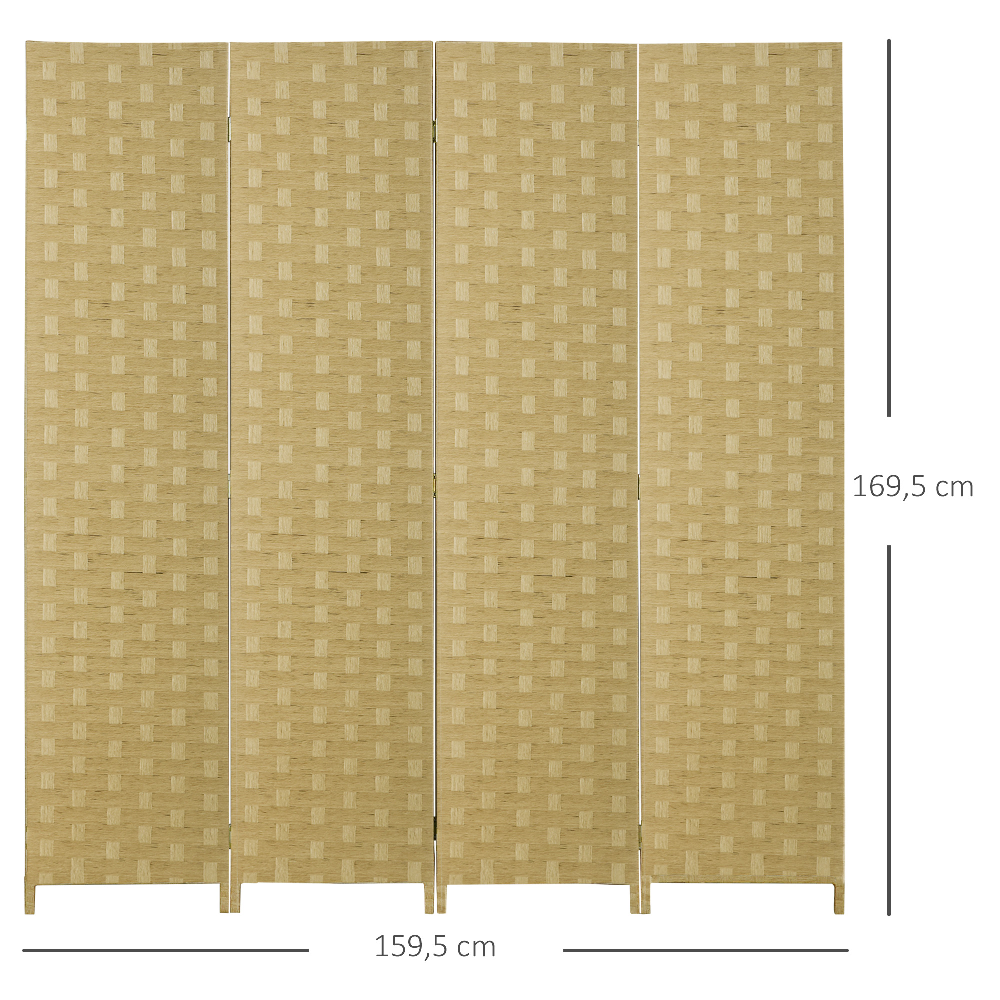 Paravent 4-teilig 159,5x169,5cm Raumteiler aus Wellenfaser für Wohnzimmer Braun