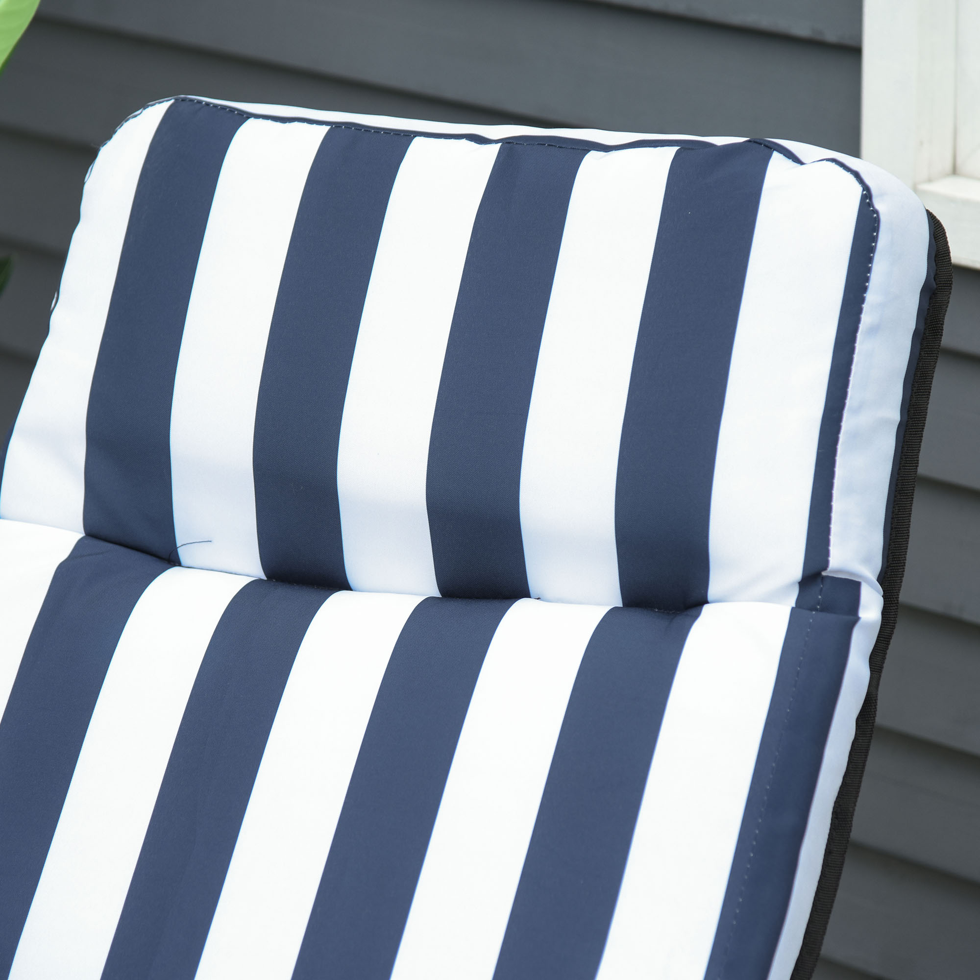 2 x Klappstühle Gartenstuhl Sonnenliege Armlehne klappbar 5 Positionen Auflage Blau 60 x 75 x 102 cm