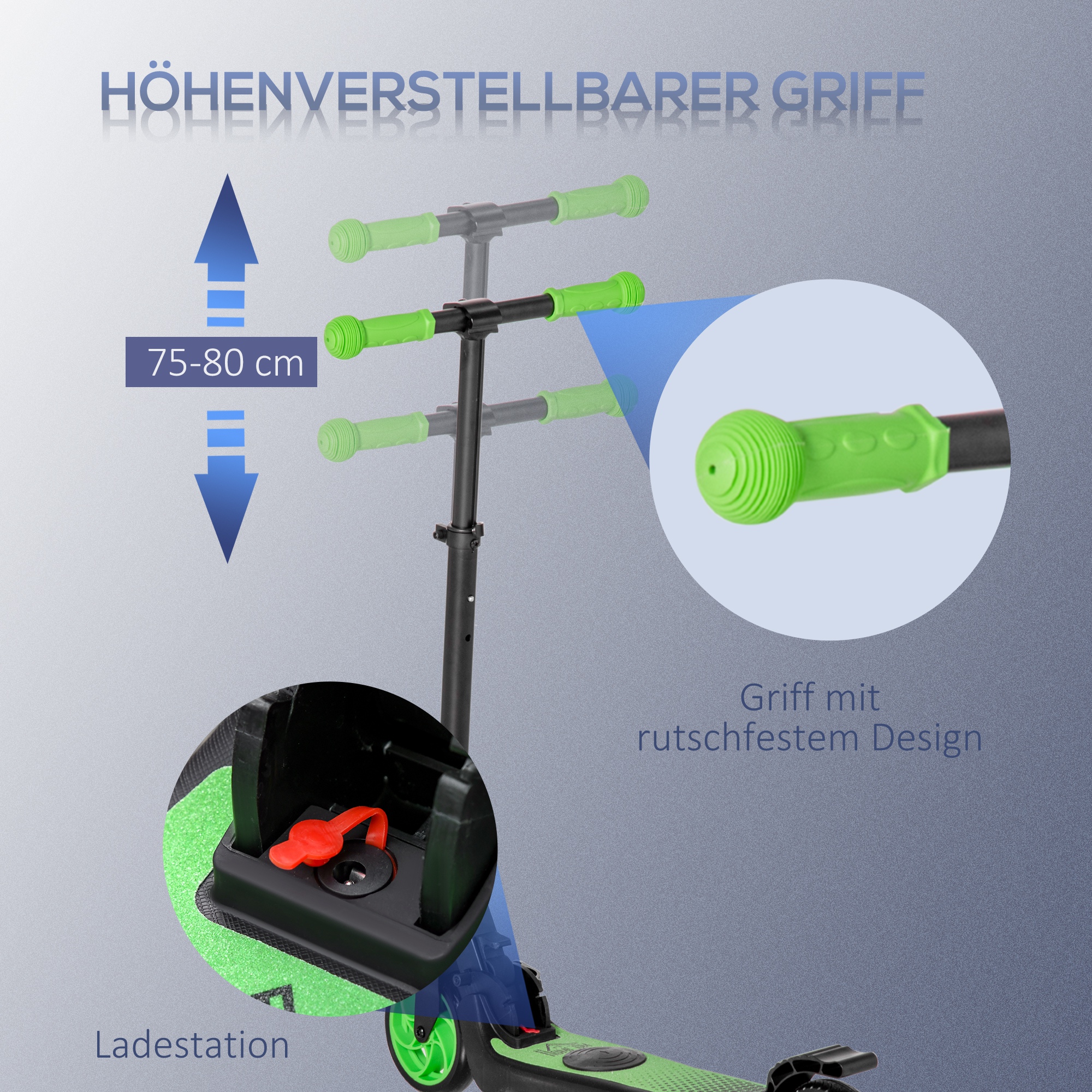 E-Scooter Elektro Scooter 120W Motor 6 km Reichweite max. 8 km/h Elektroroller ab 6 Jahren Grün+Weiß