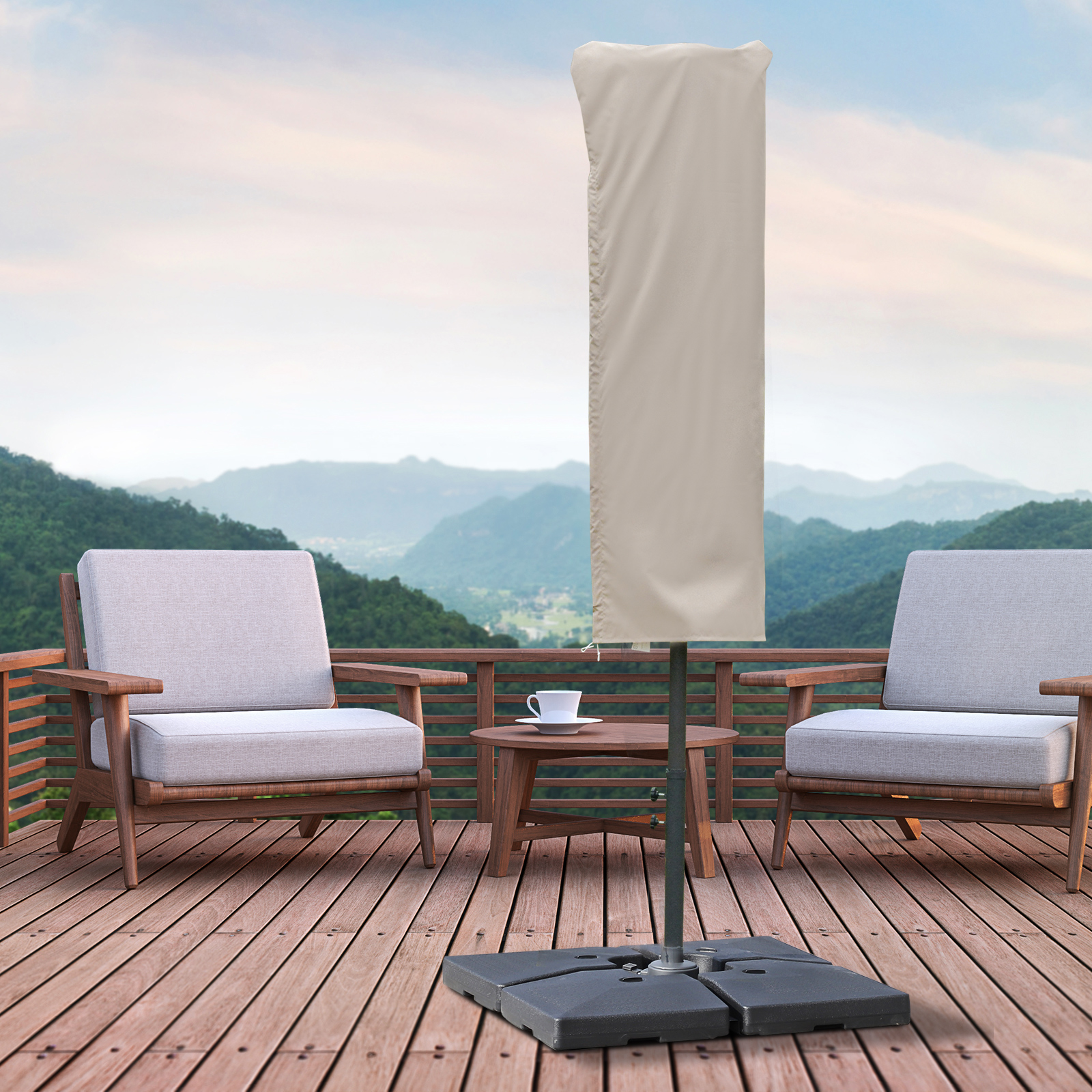 Sonnenschirm Schutzhülle Wetterfeste Winddicht  Seilverschluss Outdoor für Ampelschirm Ø60 x 160 cm