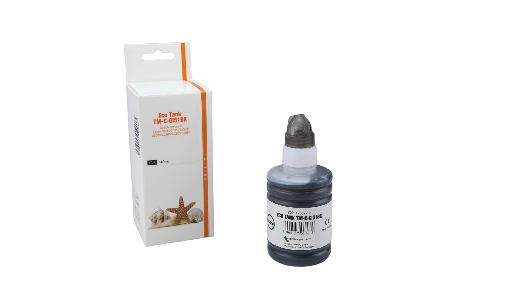 GI51schwarz Eco Tank Nachfüllflasche schwarz für Canon / 4529C001 / 140ml GI51schwarz Eco Tank Nachfüllflasche schwarz für Canon / 4529C001 / 140ml