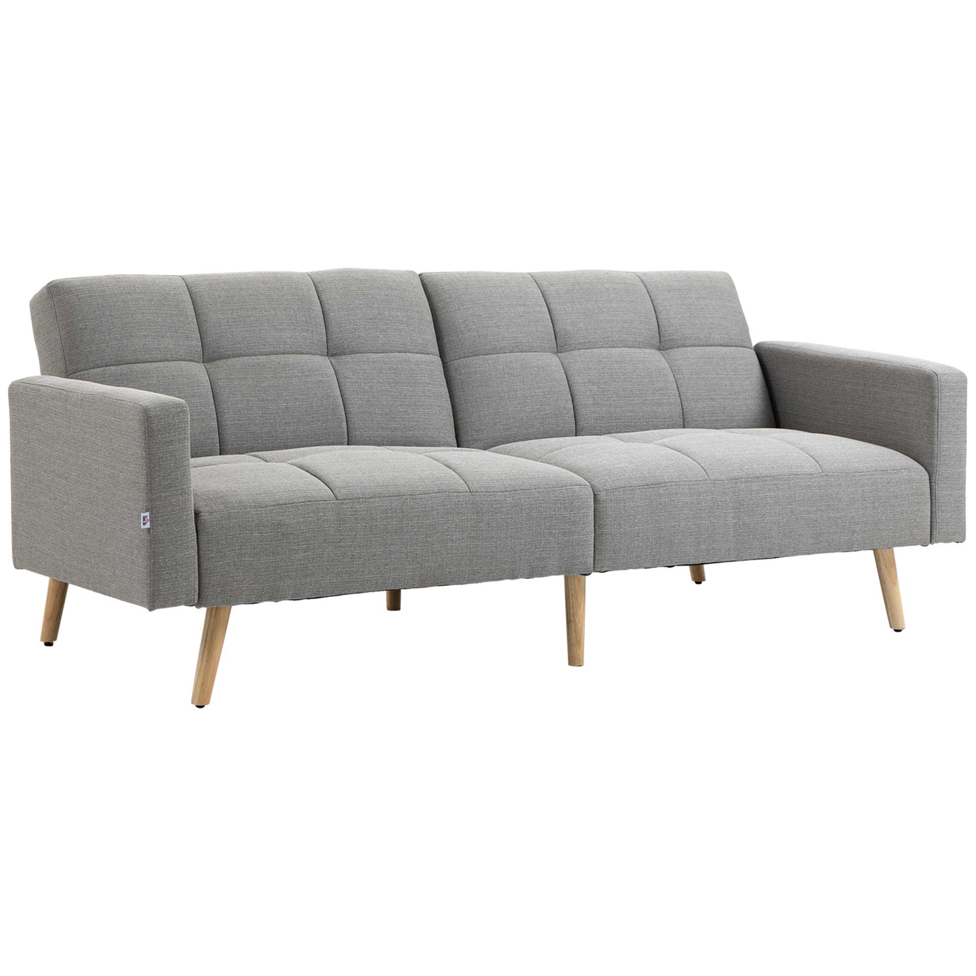2 in 1 Schlafsofa 205 x 88 cm Sofa mit Bettfunktion, Couch mit Sitzkissen, Leinenoptik Grau