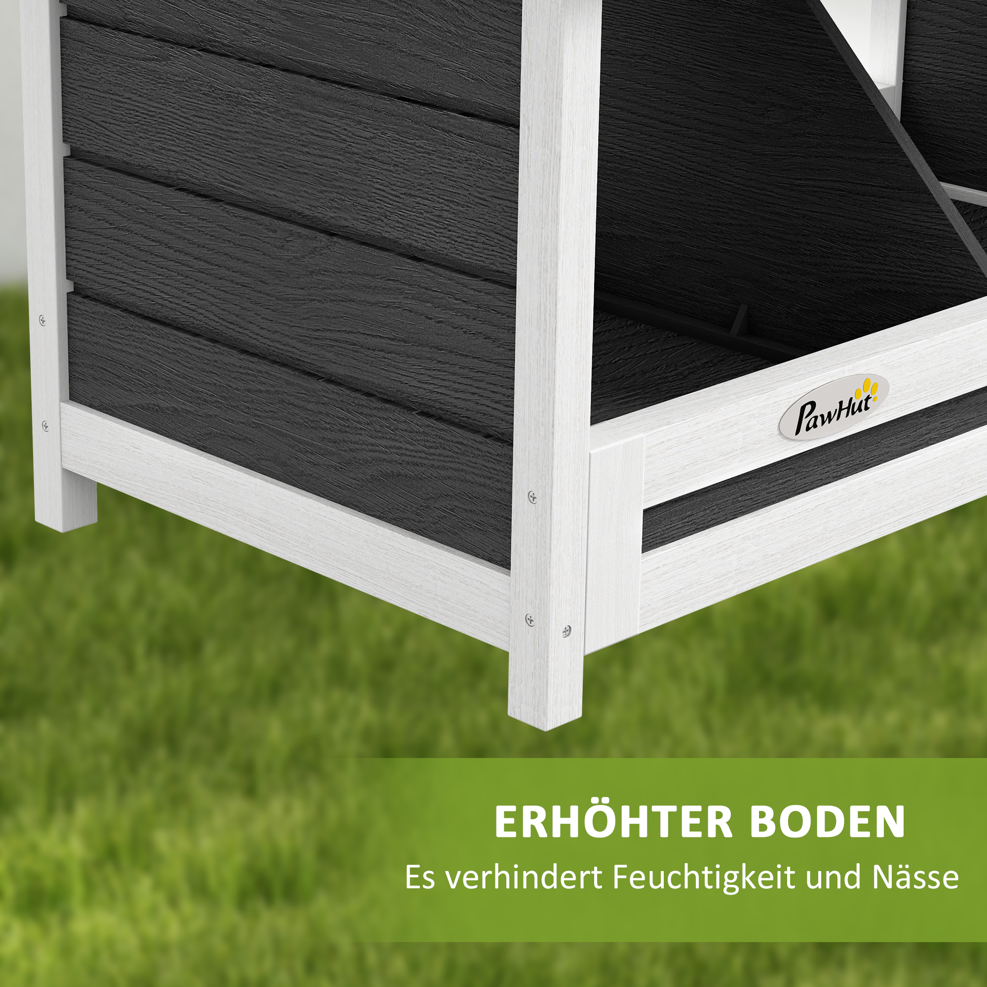 Legenest für Hühner Hühnernest, wetterbeständig, Asphaltdach, 66 x 37 x 34 cm, Natur + Schwarz