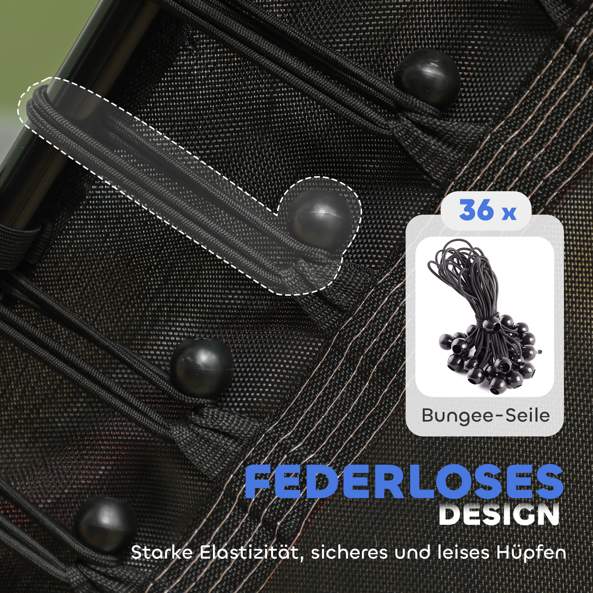 Trampolin für Kinder, Ø163,5 cm, mit Sicherheitsnetz, gepolstert, Stahl, belastbar bis 50 kg, Schwarz & Rot